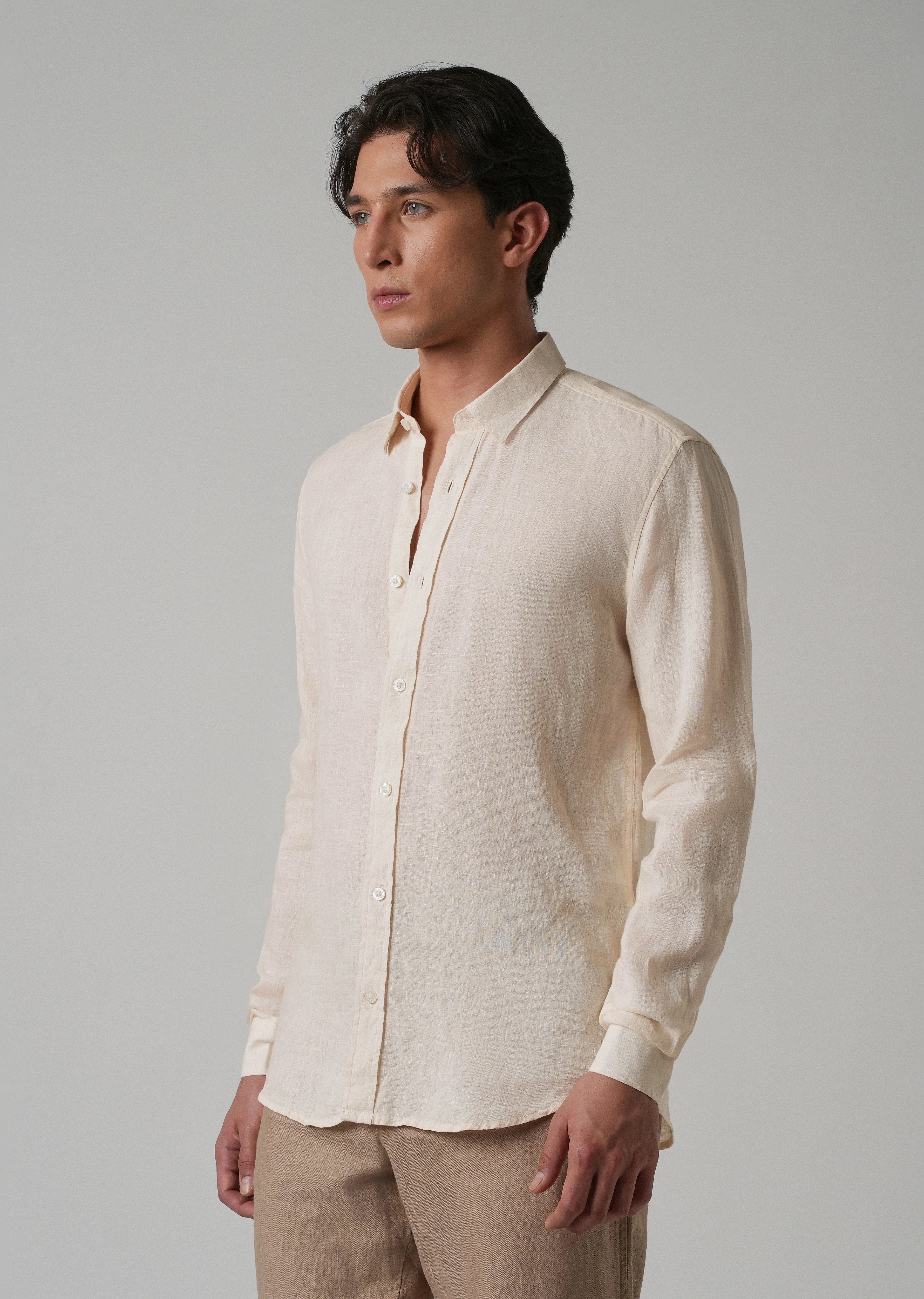 100% Pure Light Cream Linen Shirt - Image 4
