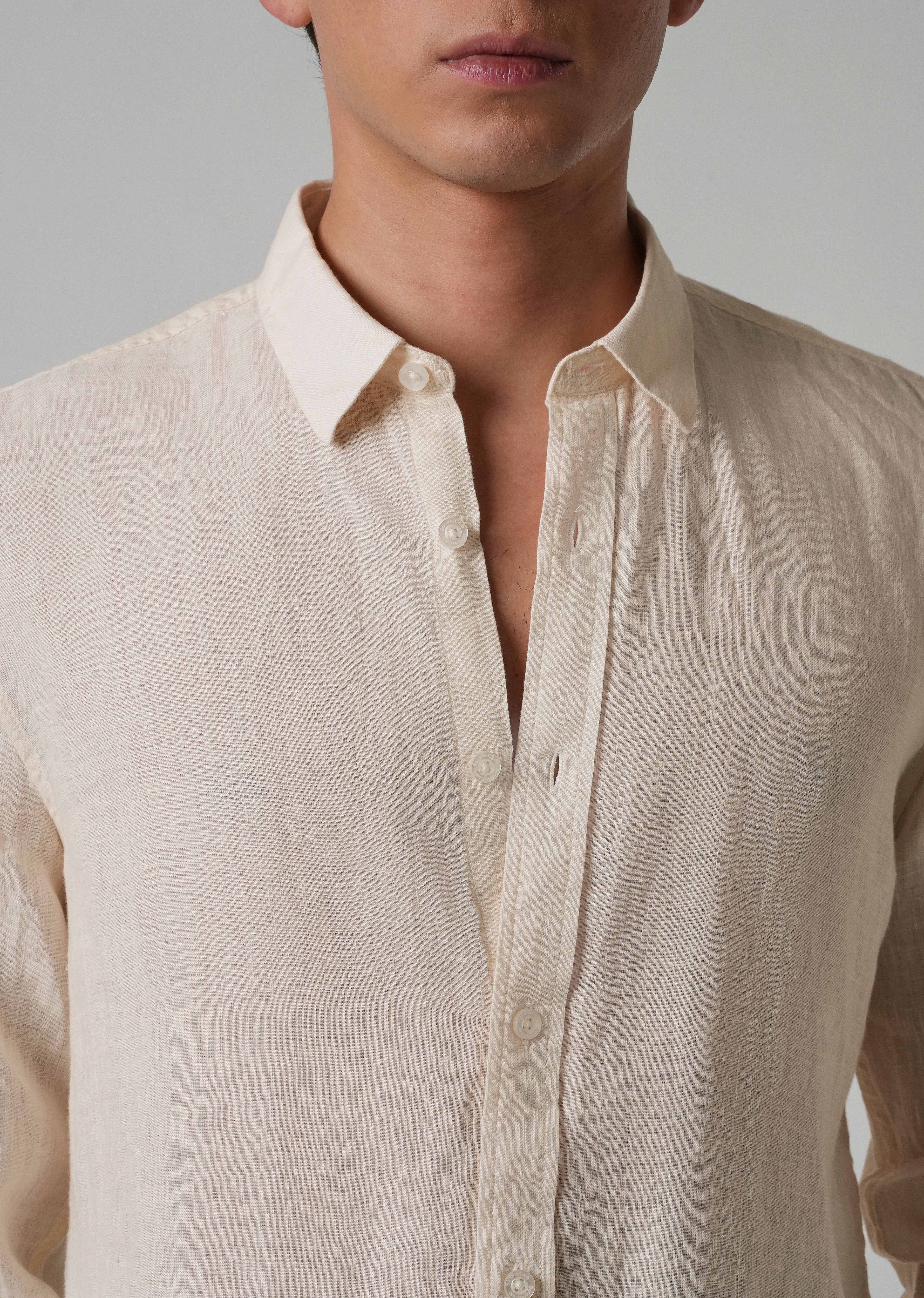 100% Pure Light Cream Linen Shirt - Image 5