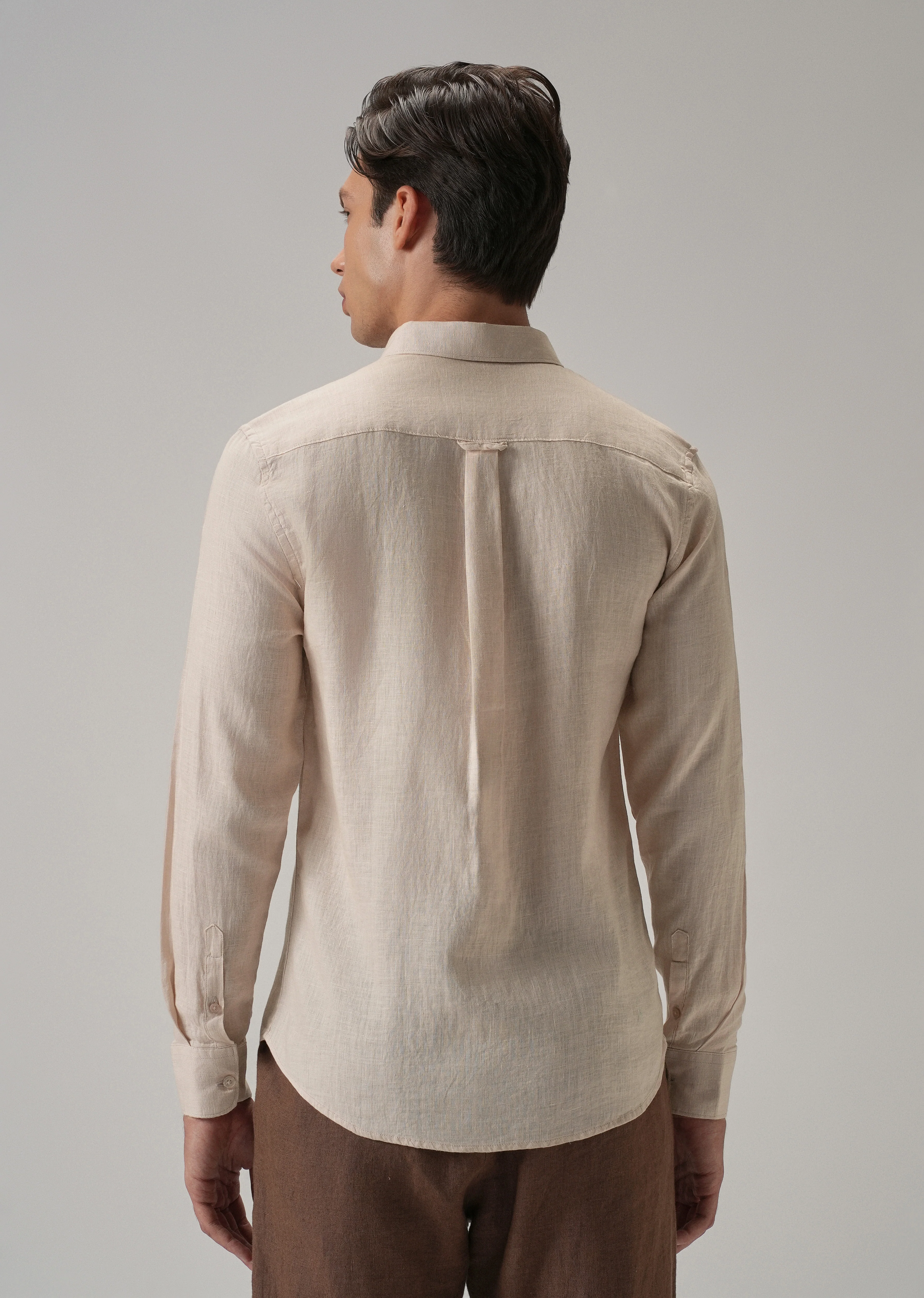 100% Pure Light Peach Linen Shirt - Image 2