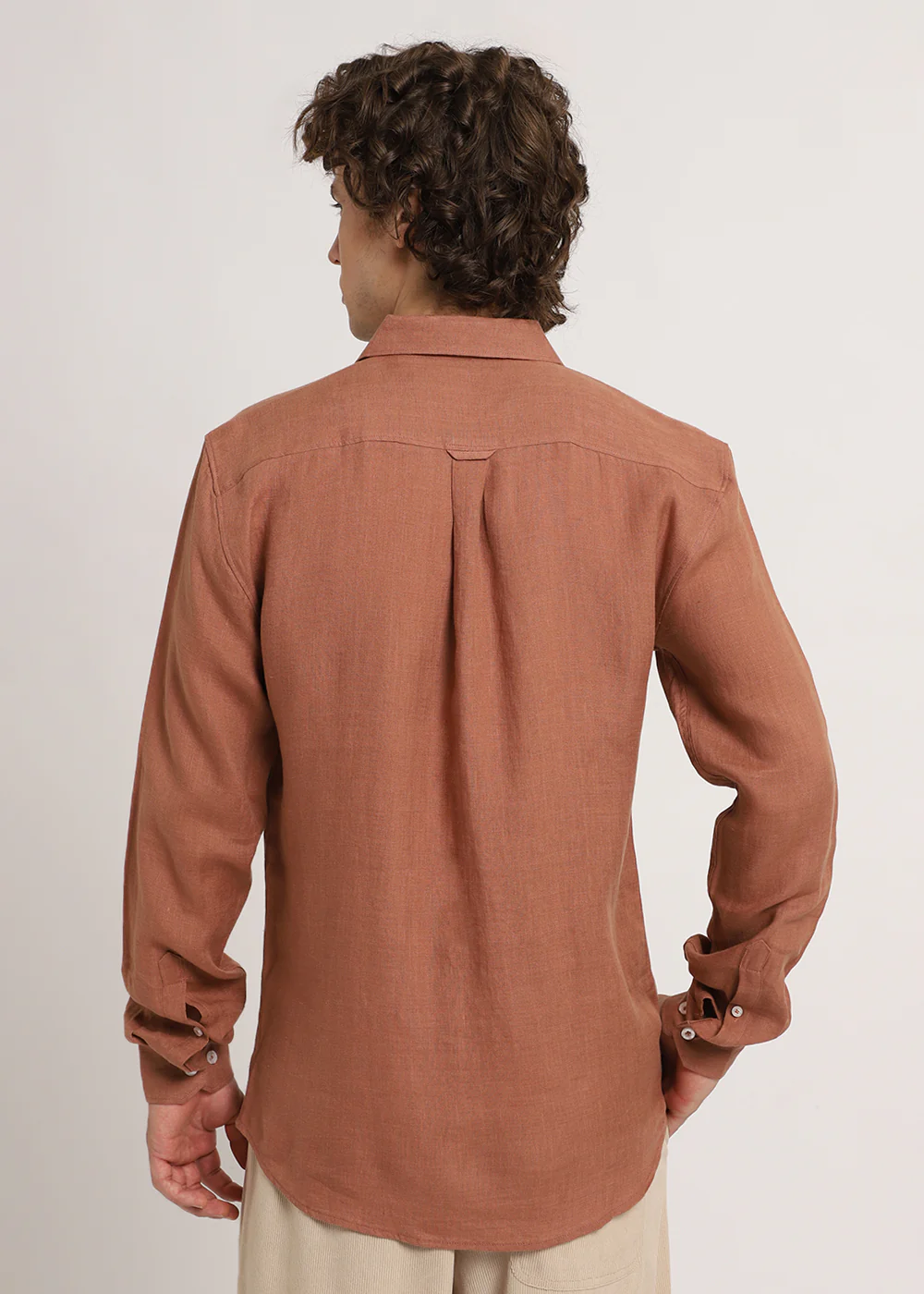 100% Pure Ochre Brown Linen Shirt - Image 4