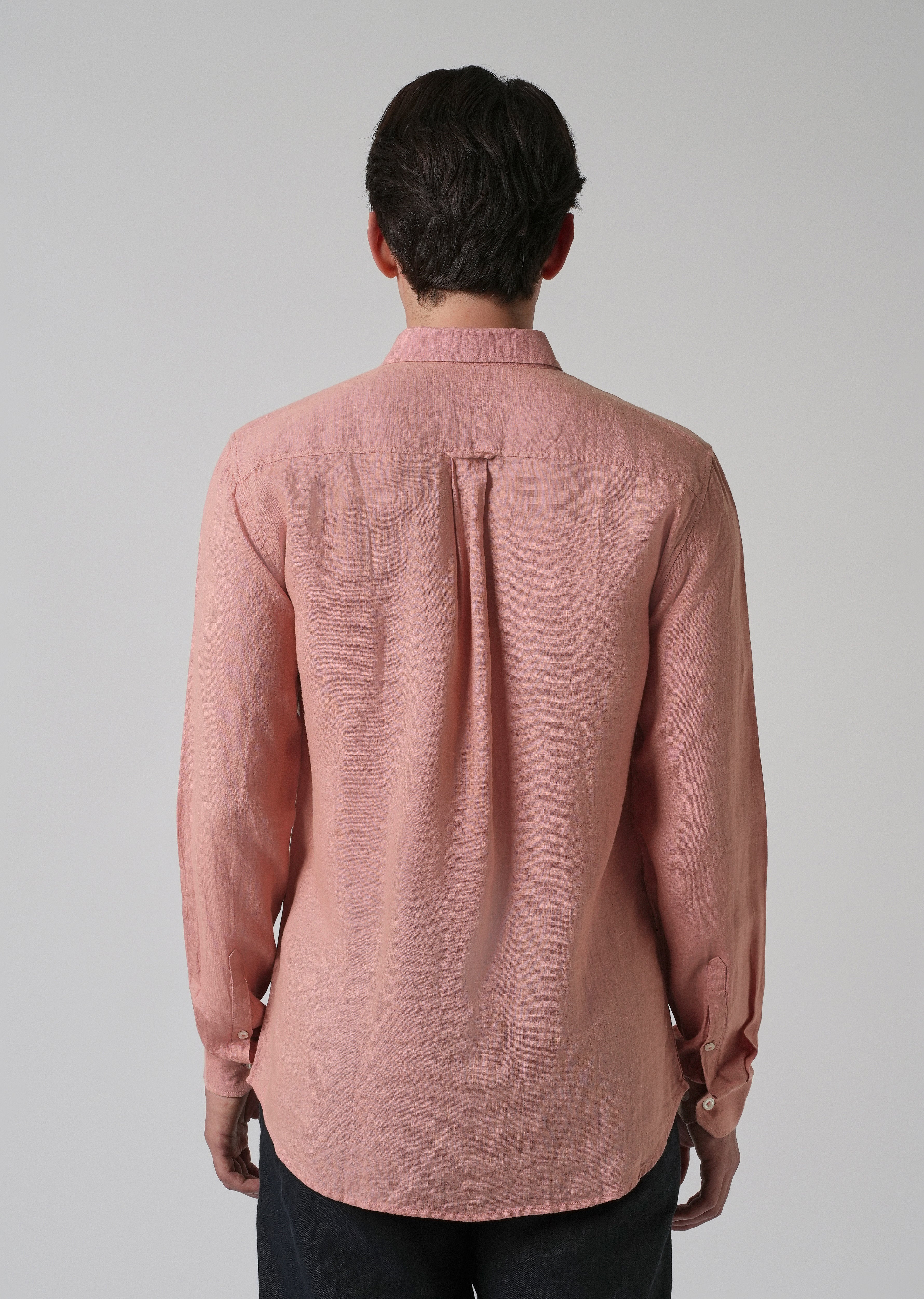 100% Pure Pastel Peach Linen Shirt - Image 2