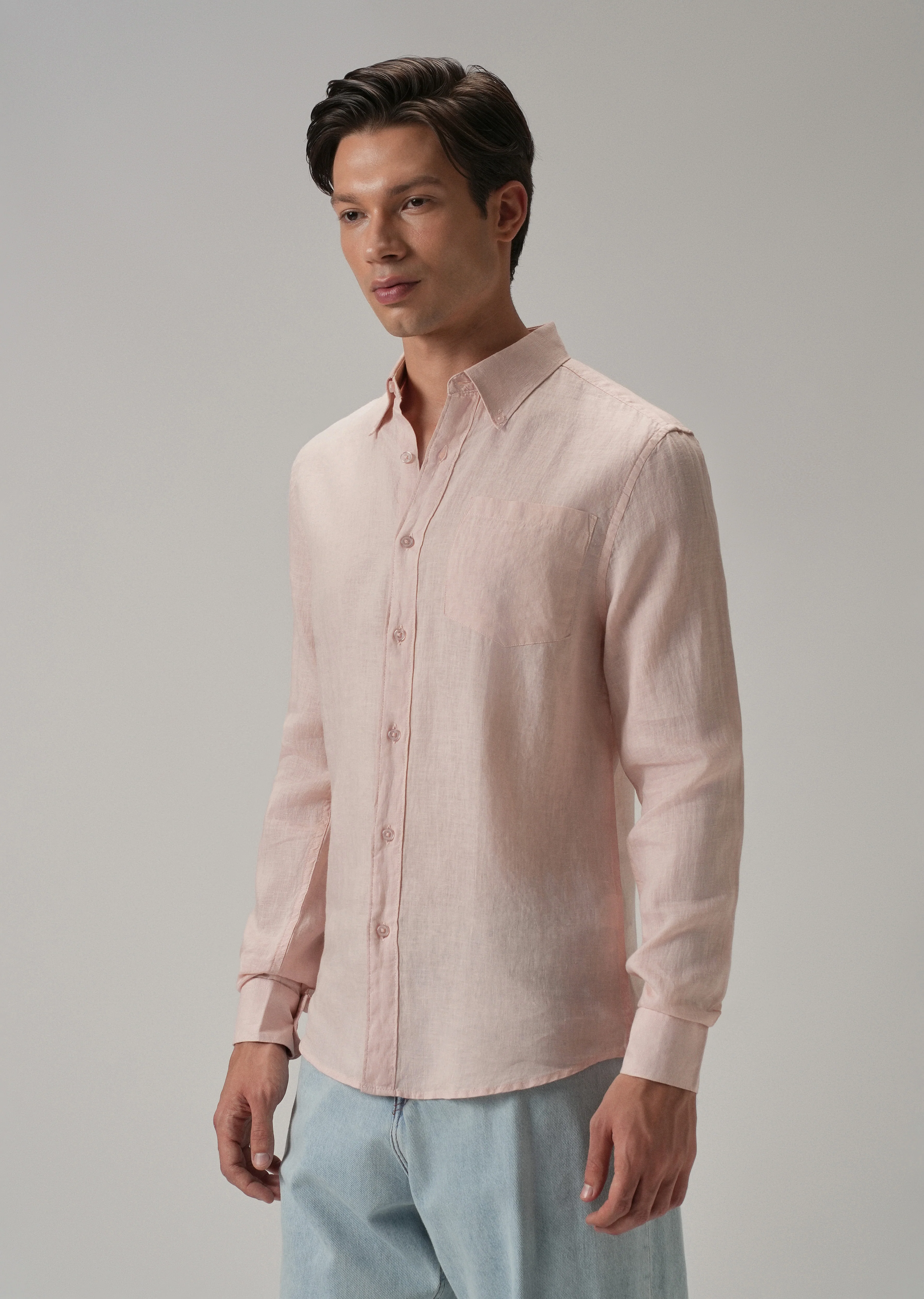 100% Pure Pink Linen Shirt - Image 4