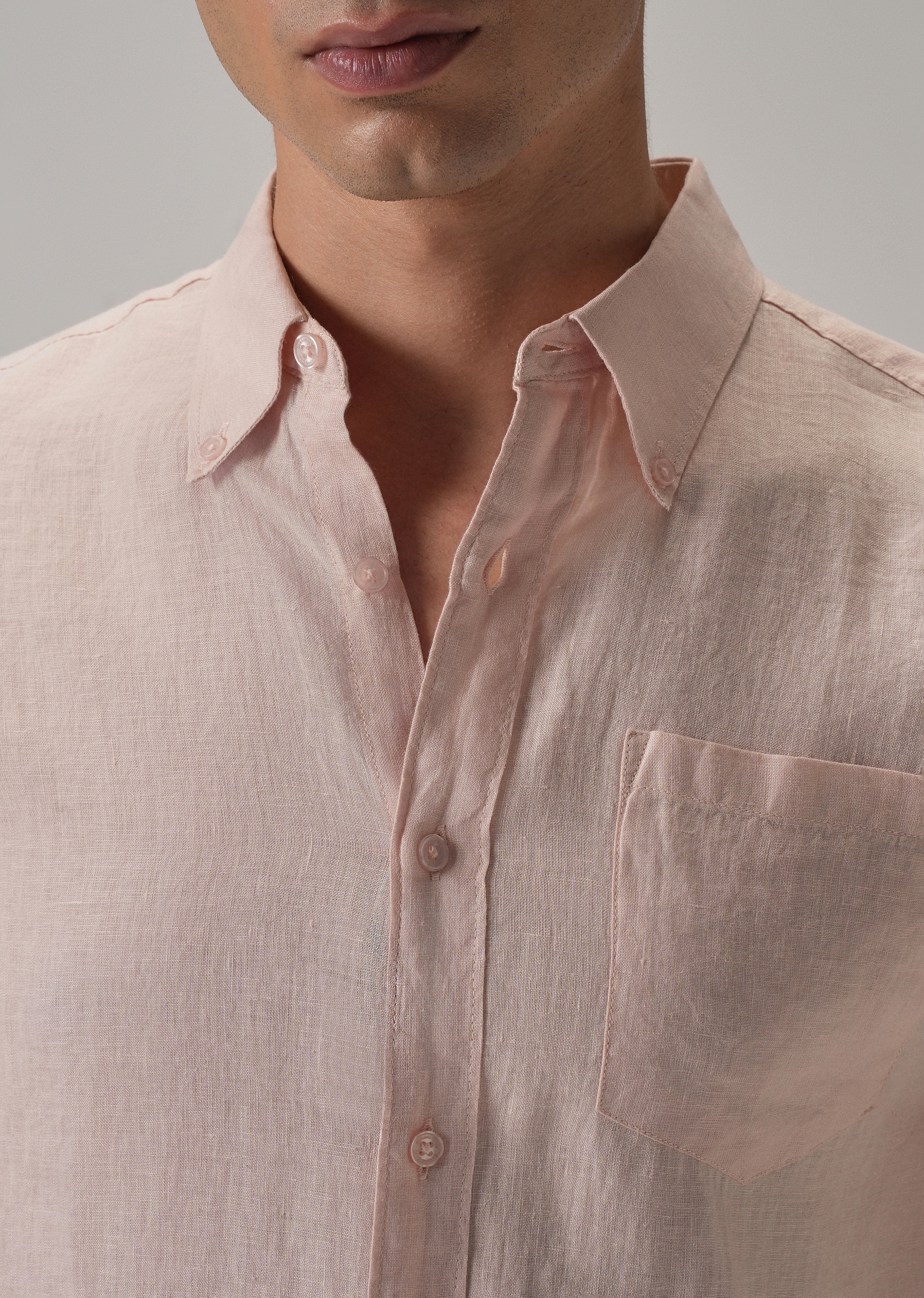 100% Pure Pink Linen Shirt - Image 5