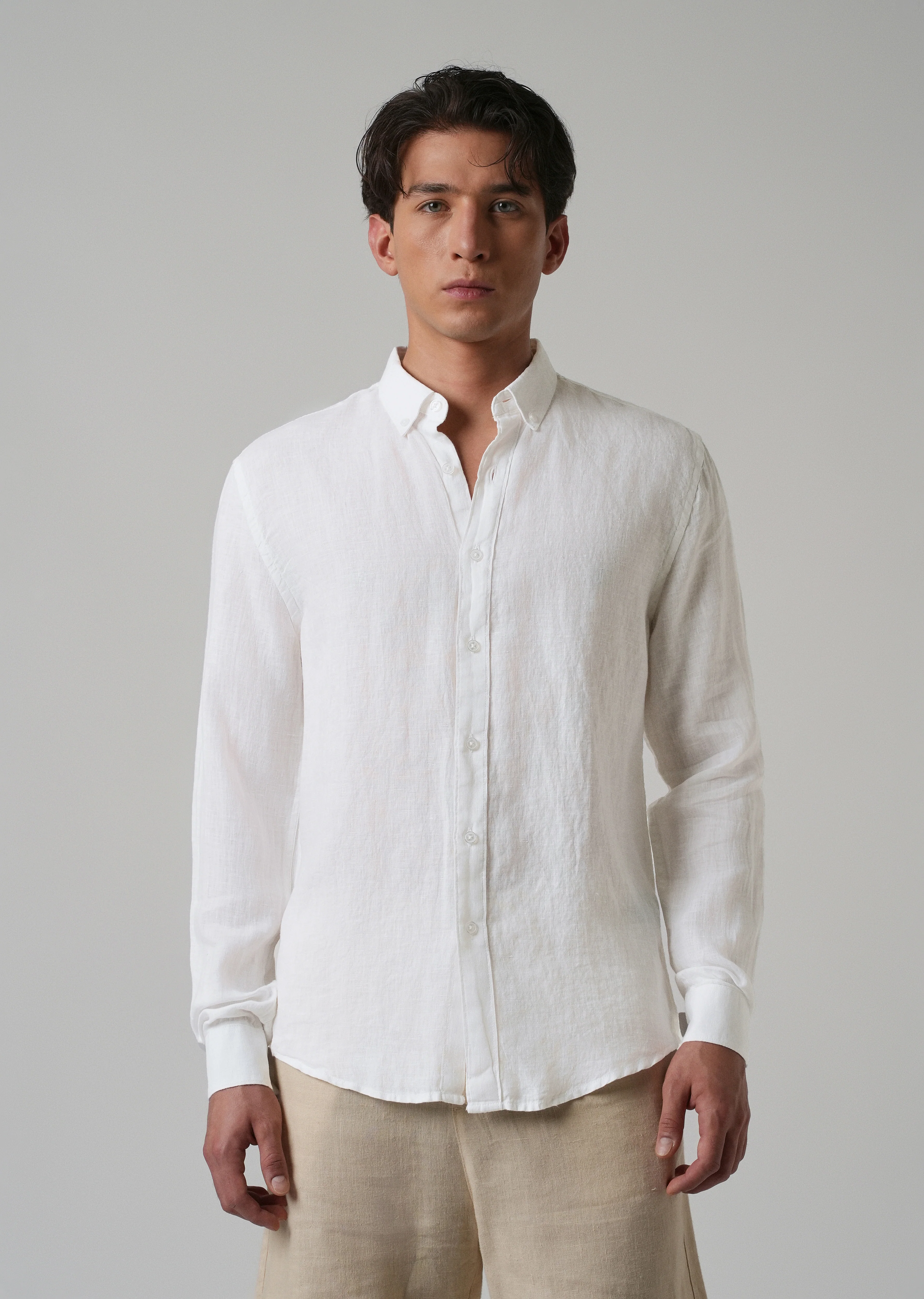 100% Pure Talc White Linen Shirt - Image 3