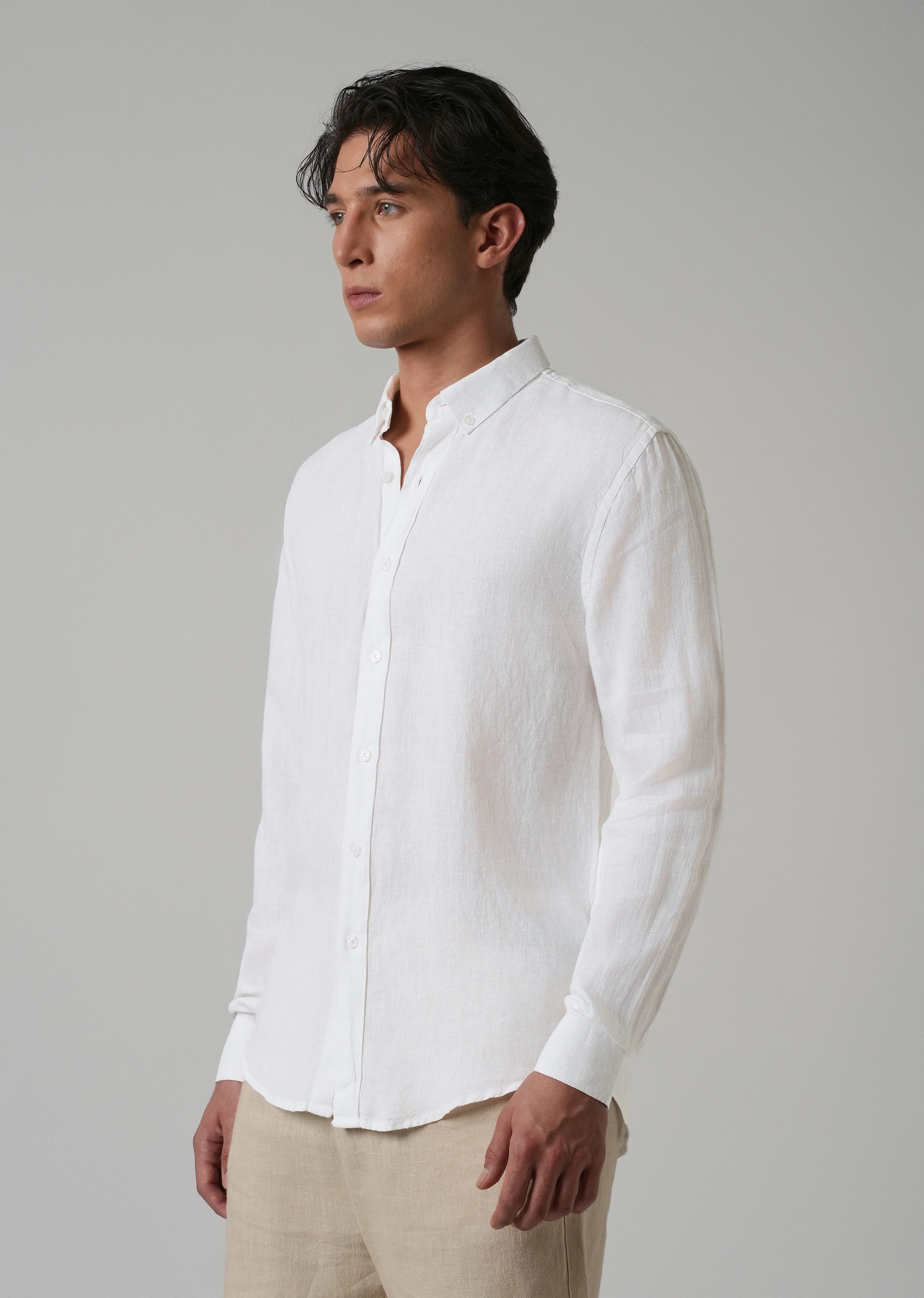 100% Pure Talc White Linen Shirt - Image 4