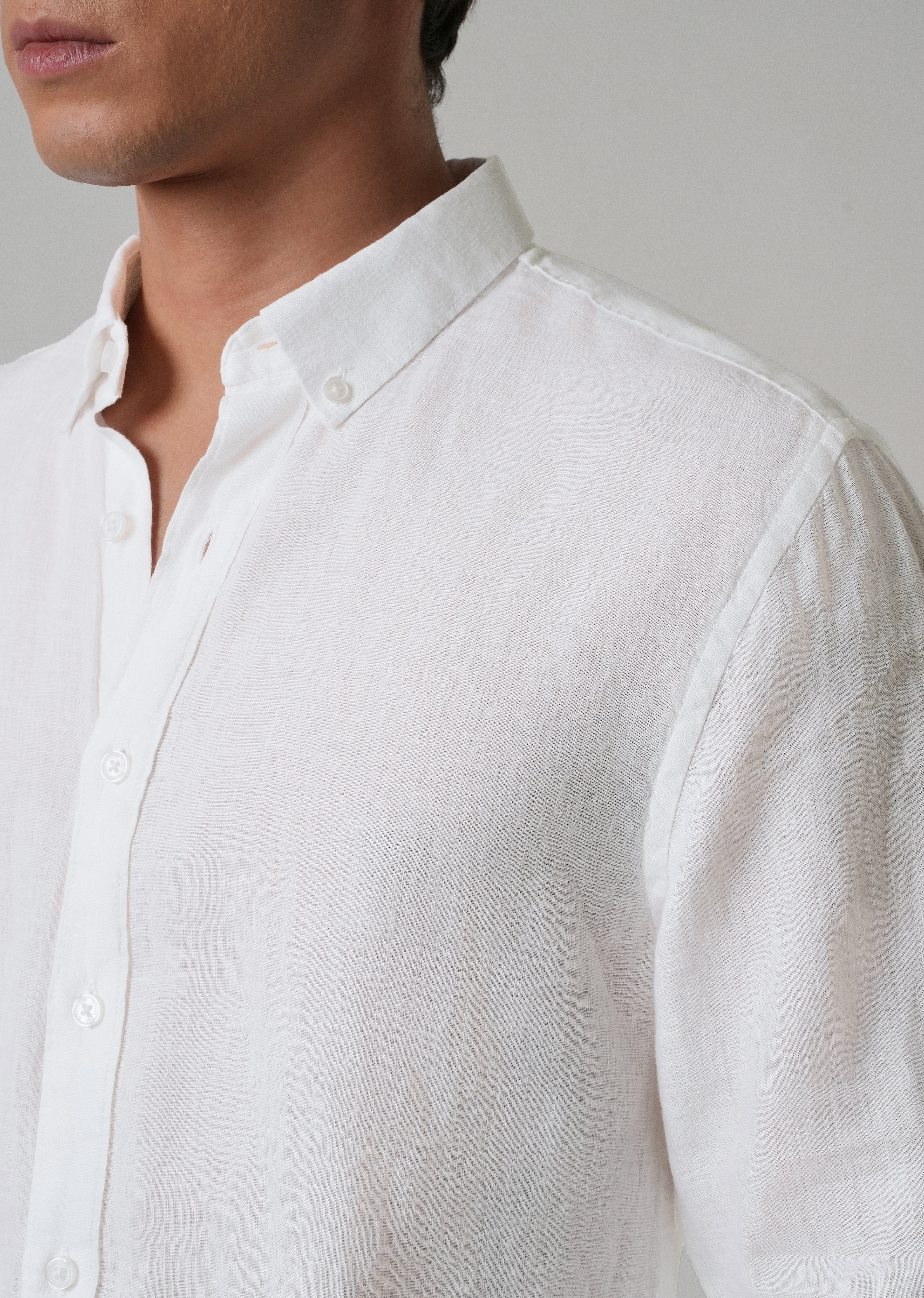 100% Pure Talc White Linen Shirt - Image 5