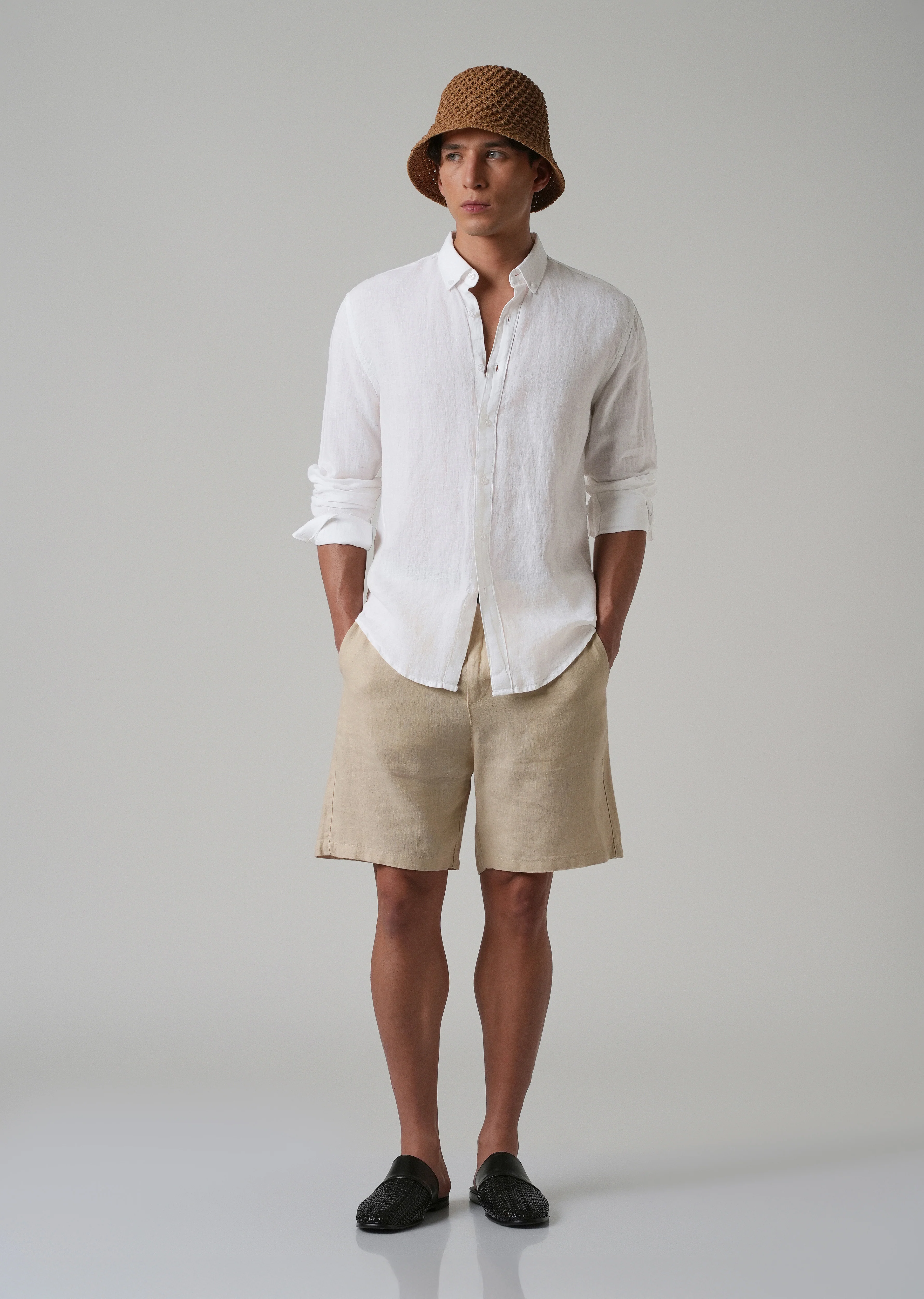 100% Pure Talc White Linen Shirt - Image 6