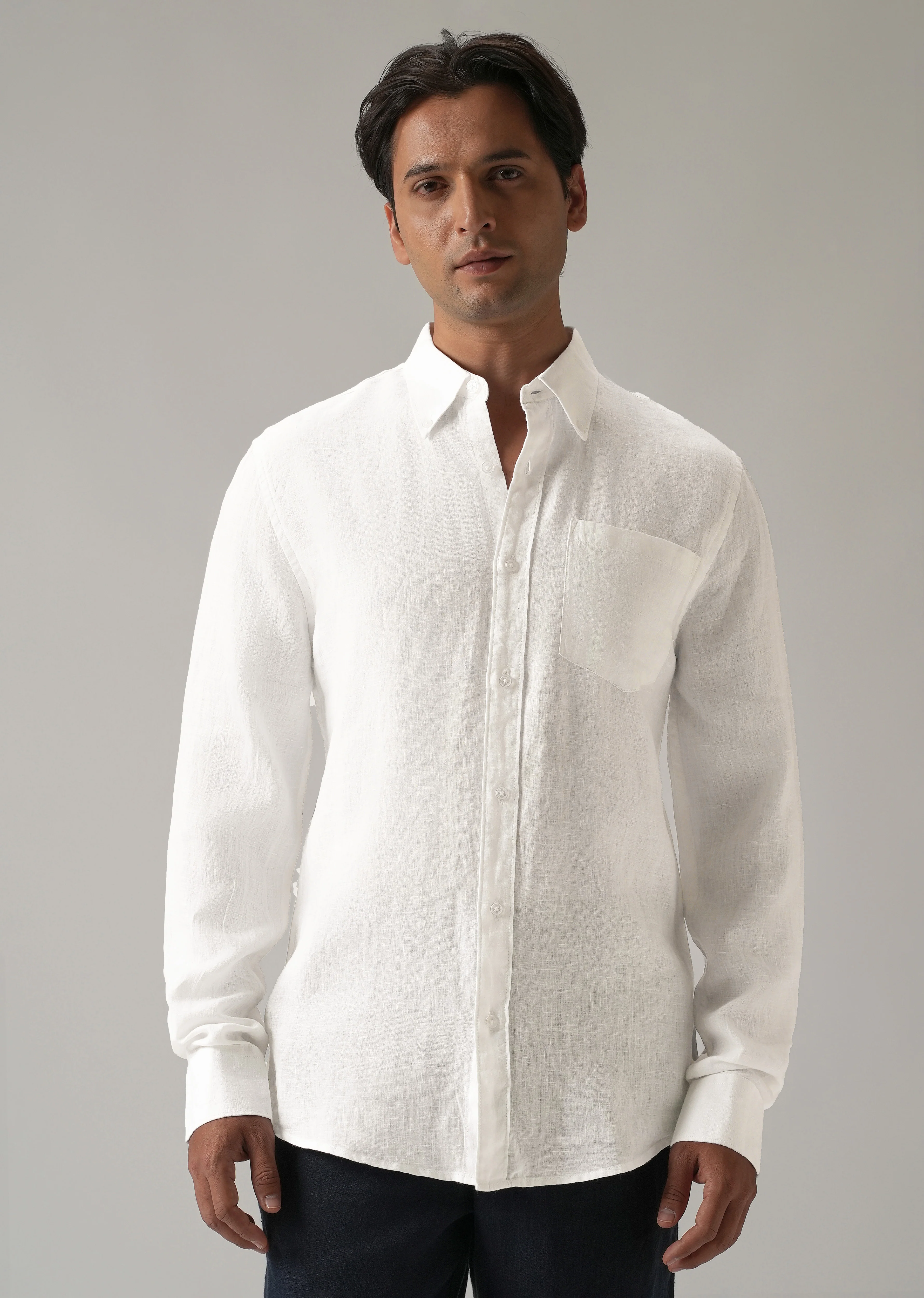 100% Pure White Linen Shirt - Image 4