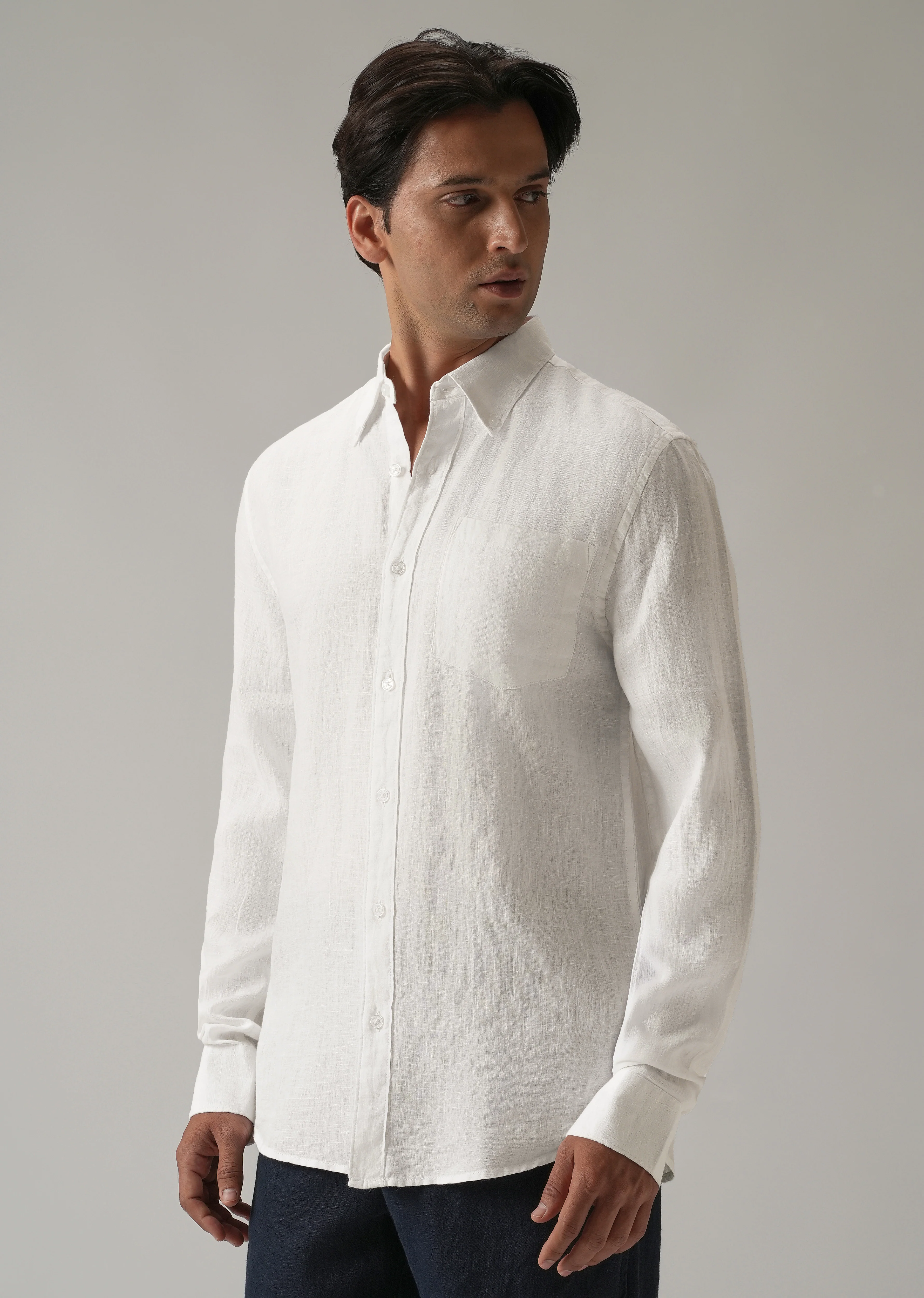 100% Pure White Linen Shirt - Image 5