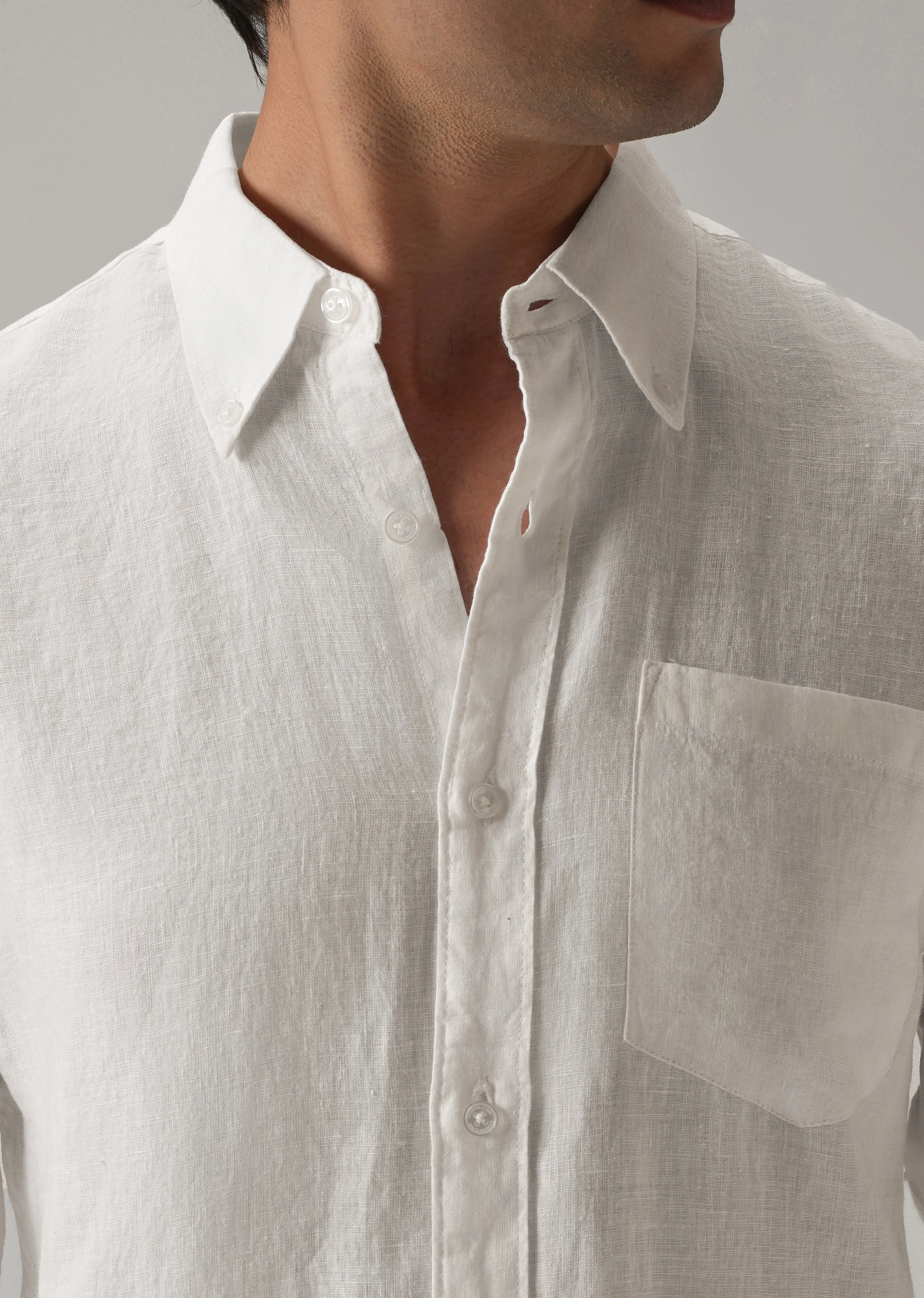 100% Pure White Linen Shirt - Image 6