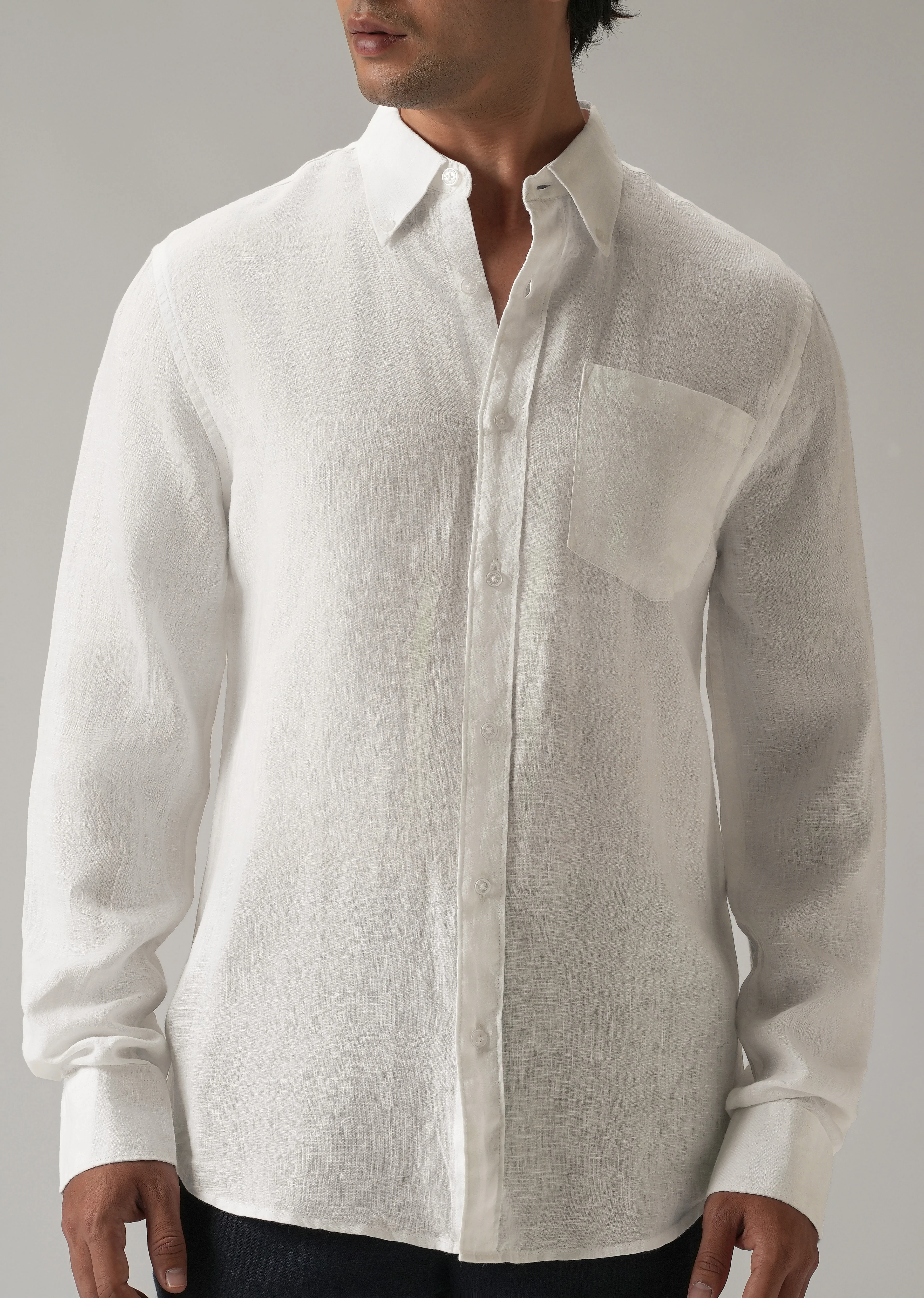 100% Pure White Linen Shirt - Image 8