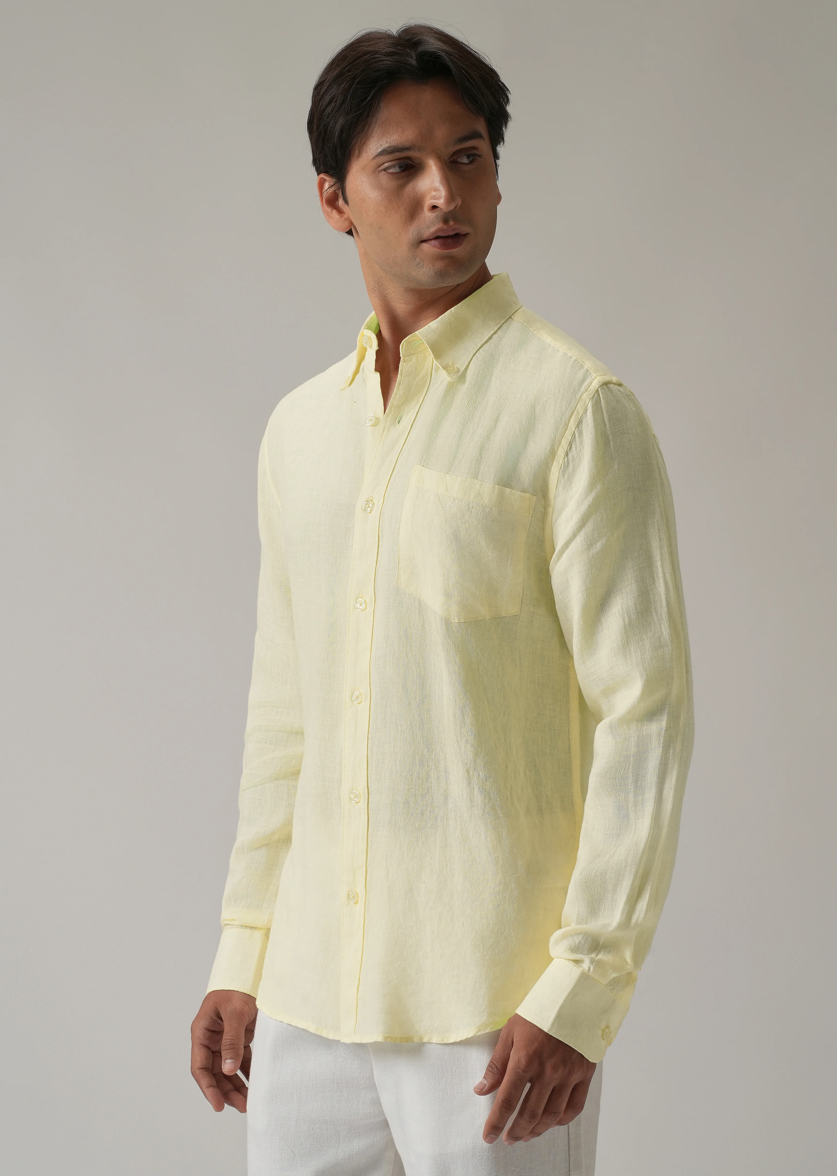 100% Pure Yellow Linen Shirt - Image 5