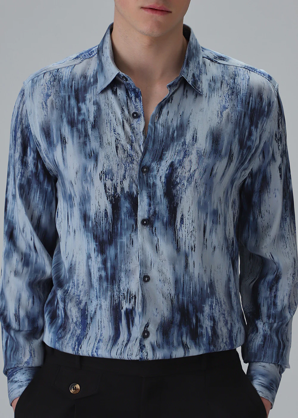 Abstract Blue Printed Shirt - Image 7