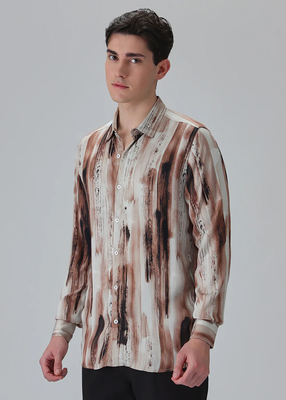 Abstract Brown Printed Shirt - Image 4