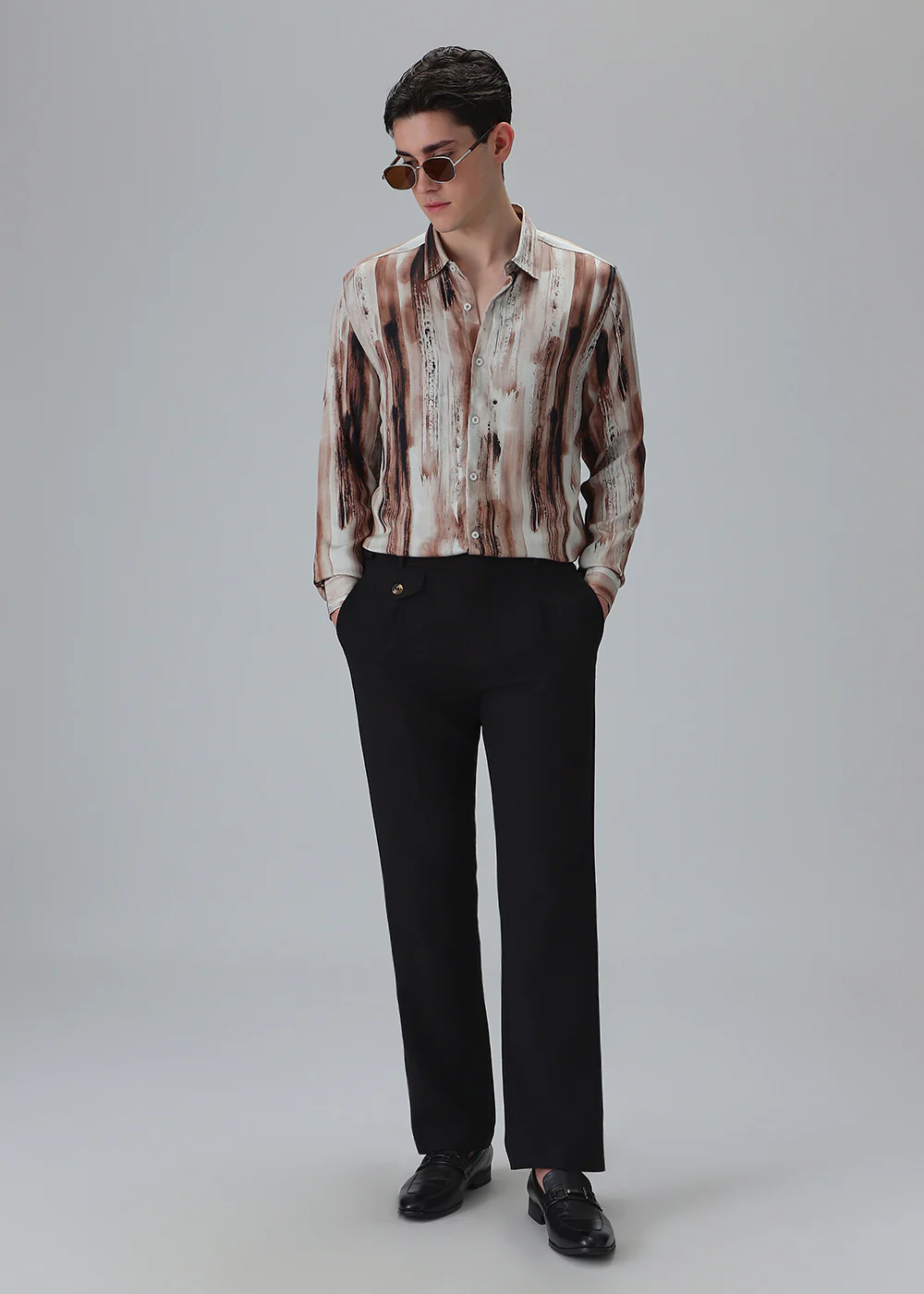 Abstract Brown Printed Shirt - Image 6