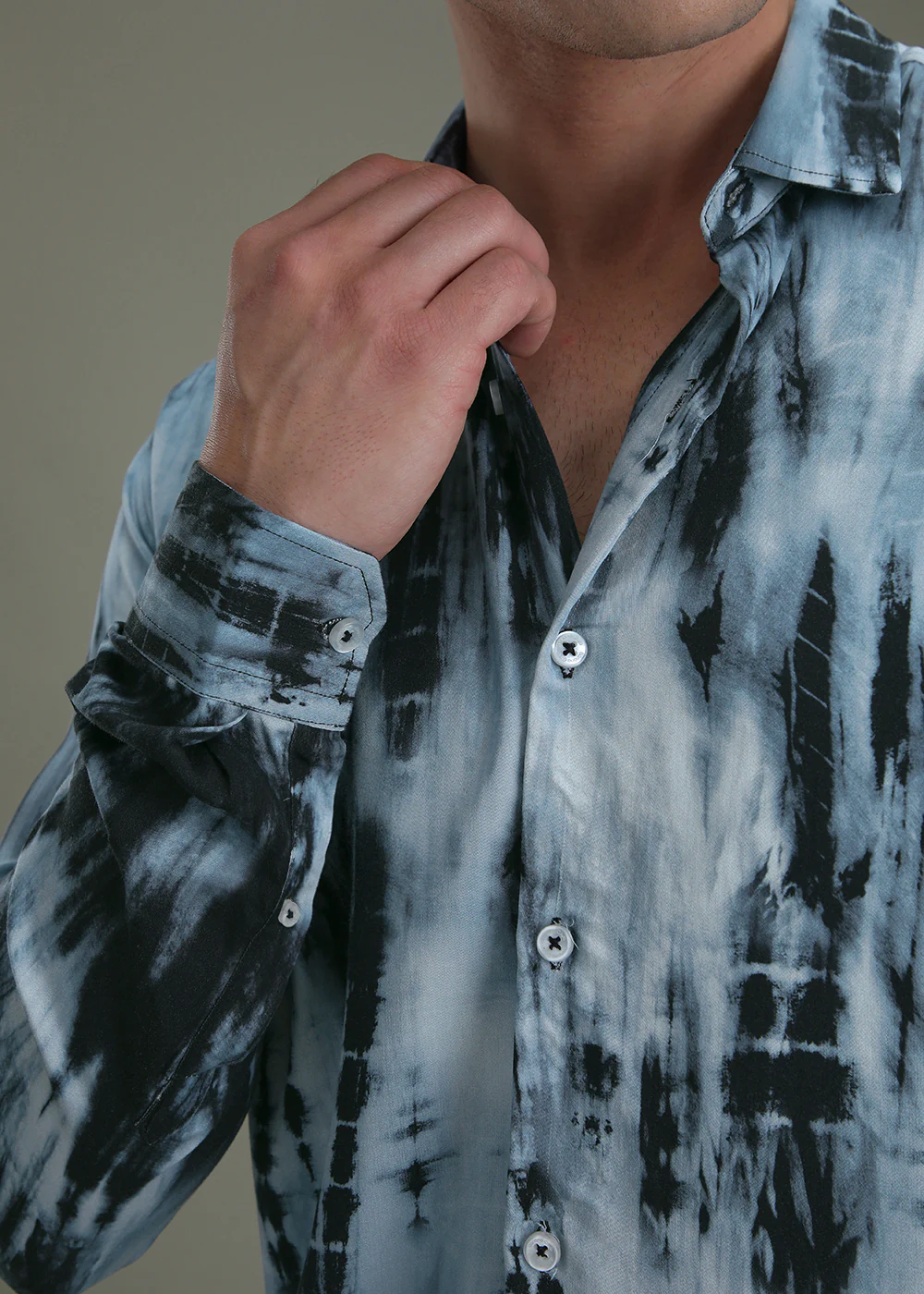Abstract Dark Blue Printed Shirt - Image 2