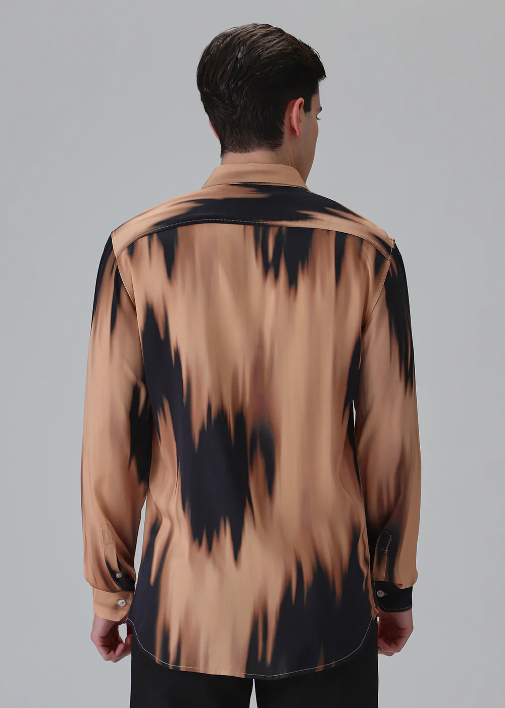 Abstract Dark Peach Printed Shirt - Image 2