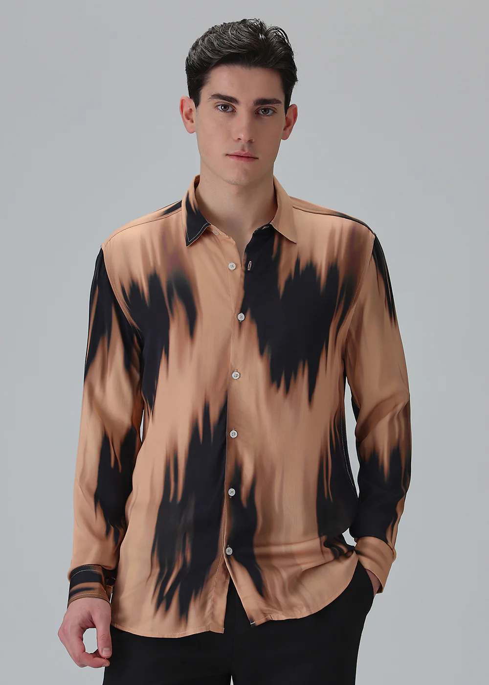 Abstract Dark Peach Printed Shirt - Image 3