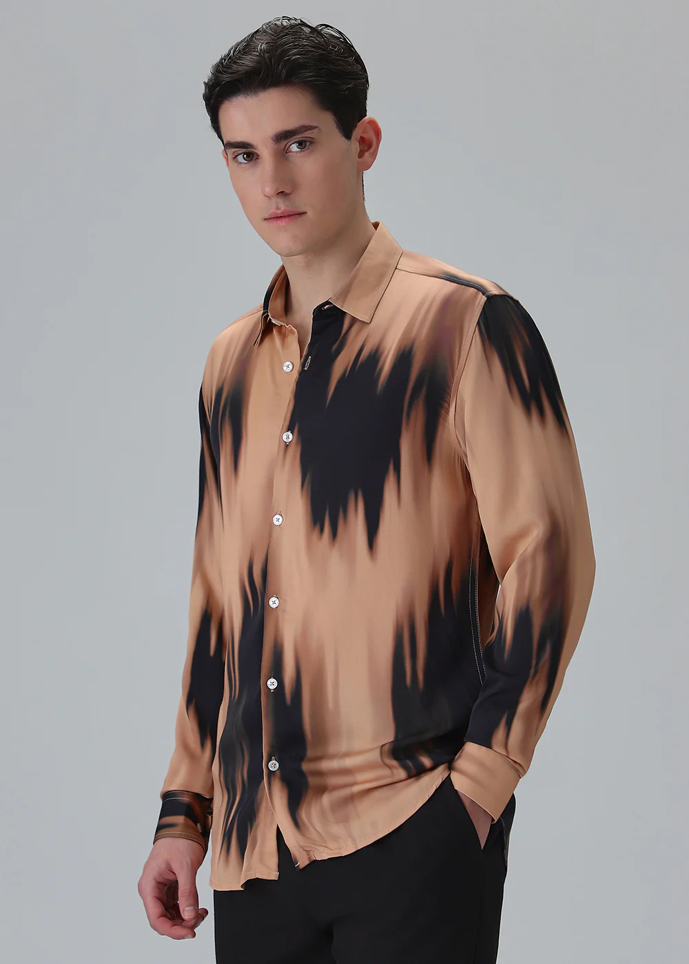Abstract Dark Peach Printed Shirt - Image 4