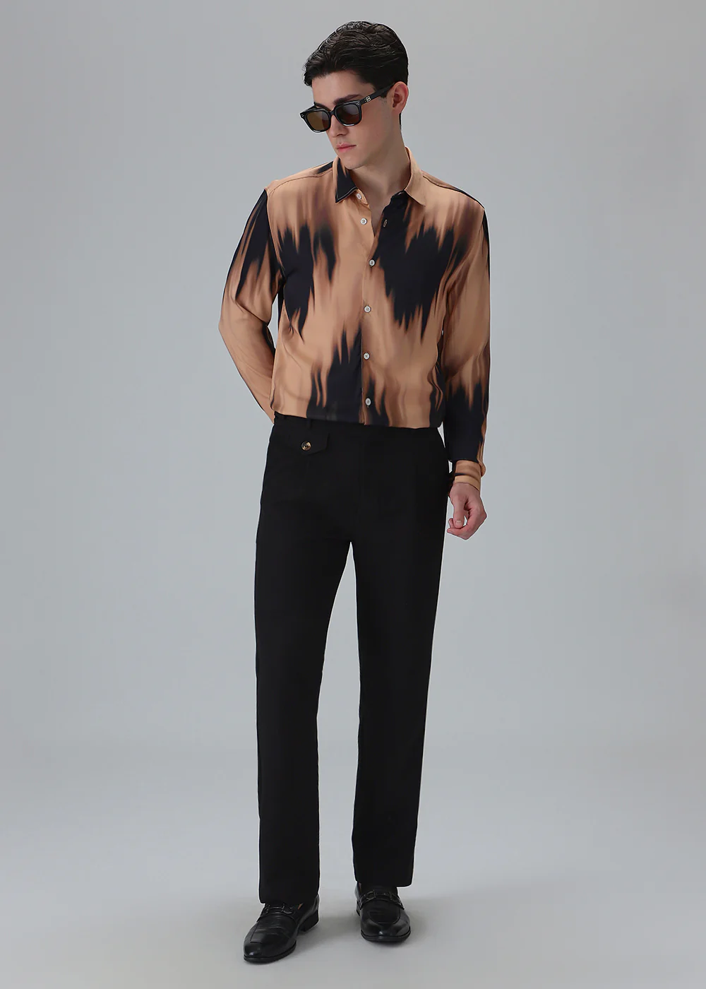 Abstract Dark Peach Printed Shirt - Image 6