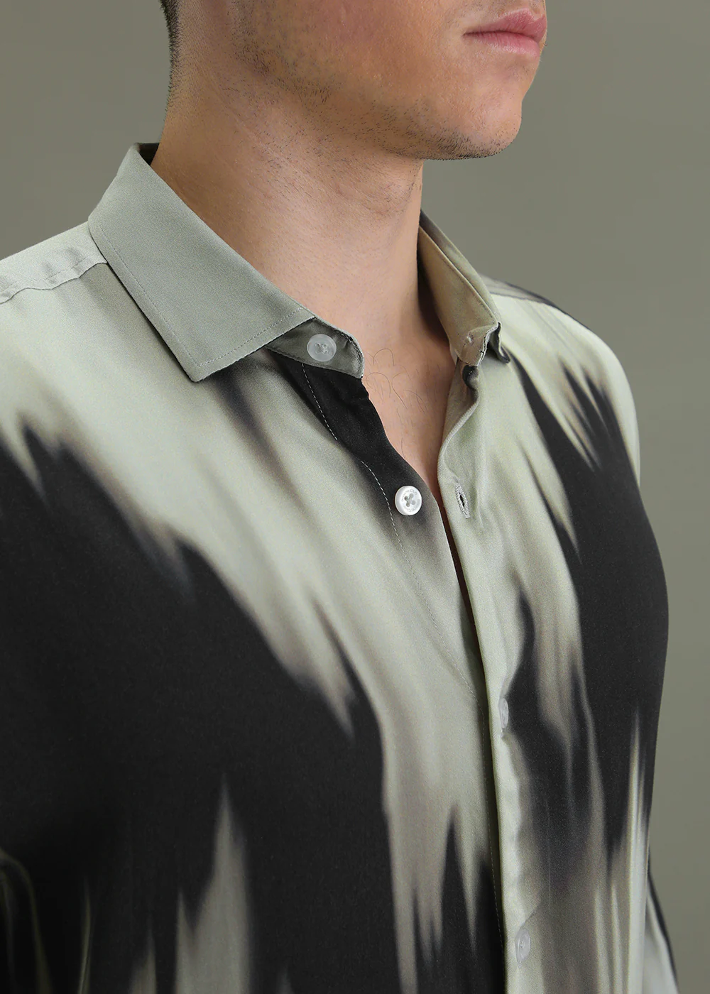 Abstract Green Printed Shirt - Image 2