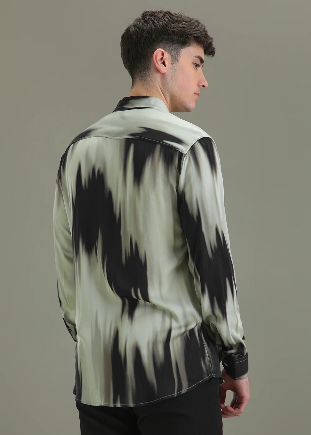 Abstract Green Printed Shirt - Image 4