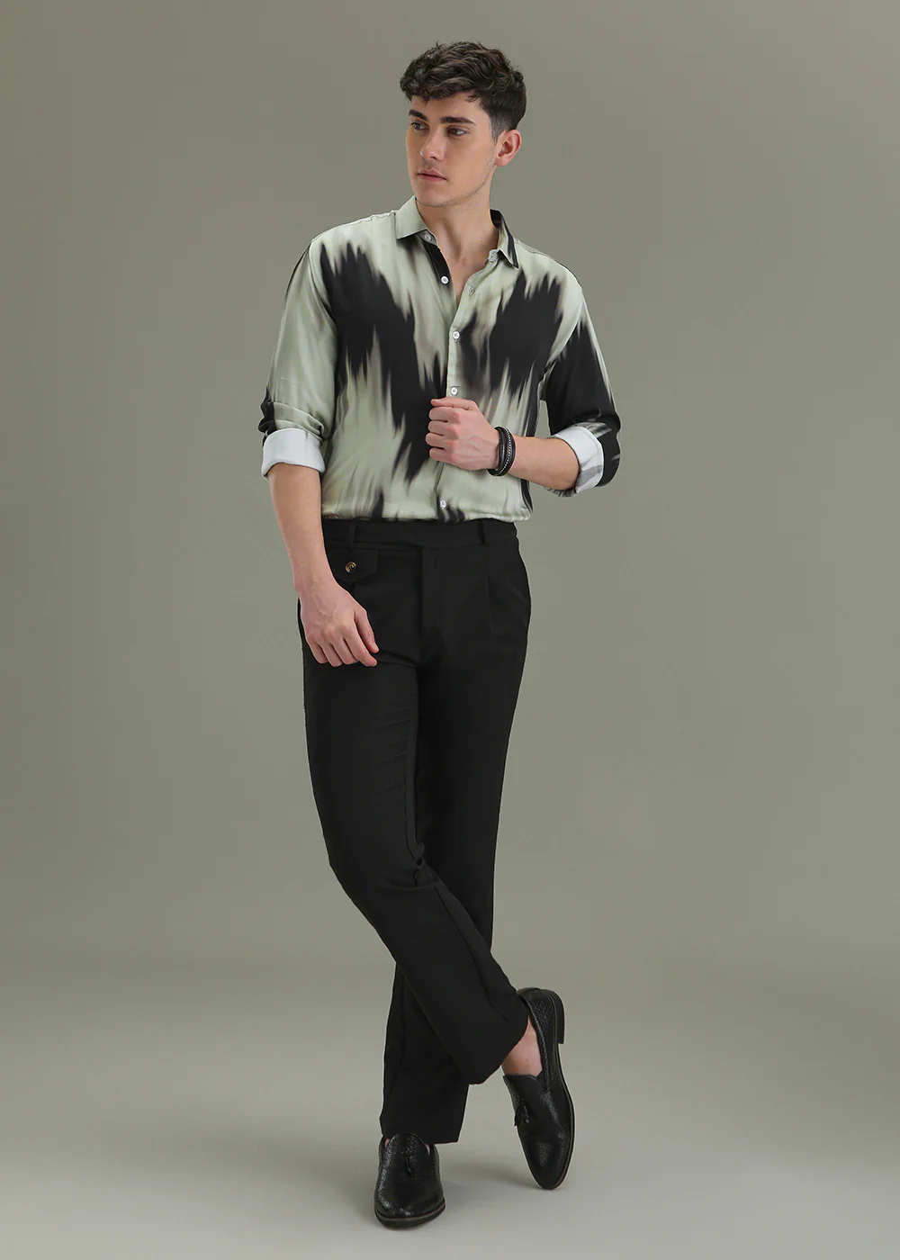Abstract Green Printed Shirt - Image 6