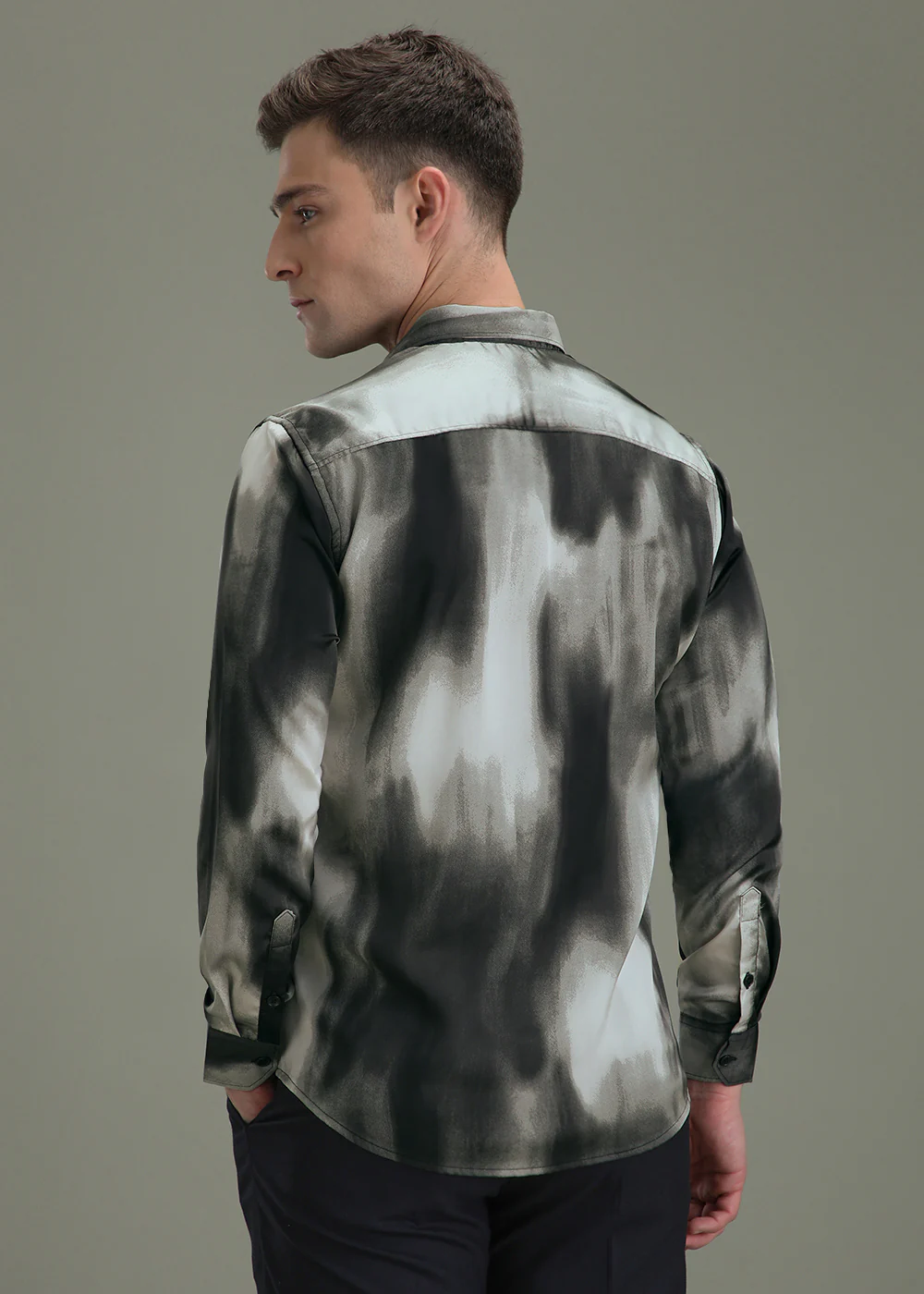 Abstract Grey Printed Shirt - Image 4