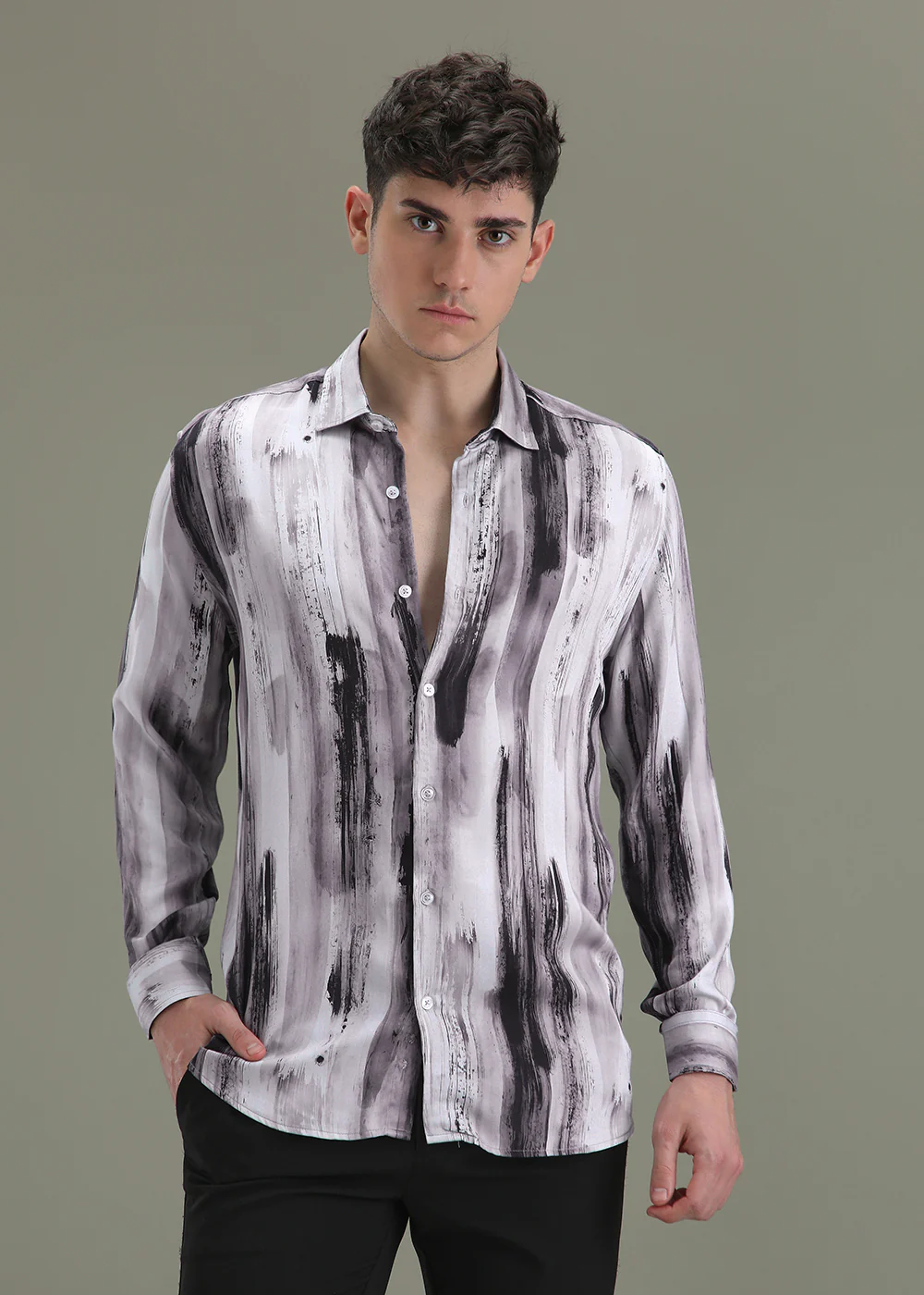 Abstract Lavender Printed Shirt - Image 3