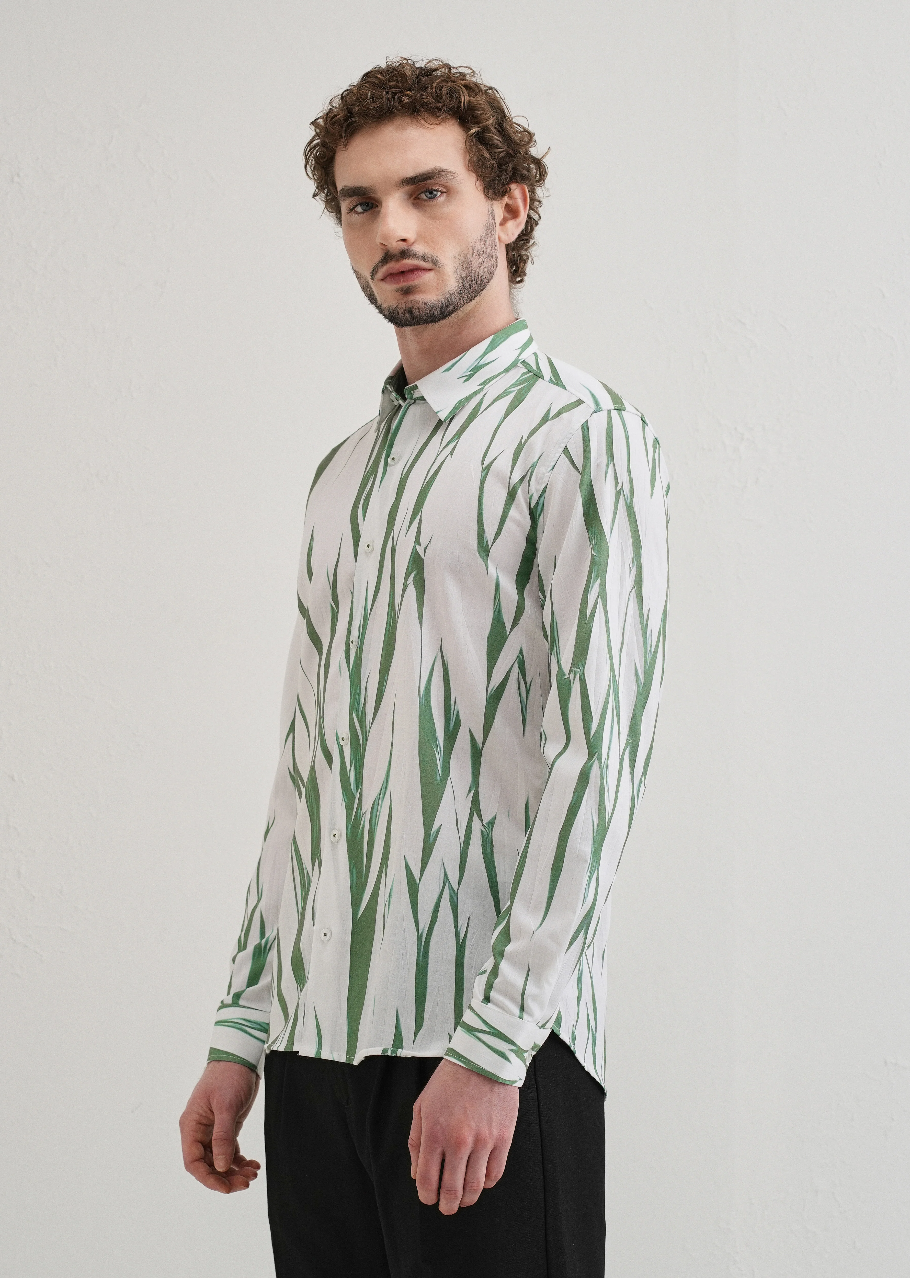 Abstract Light Green Shirt - Image 4