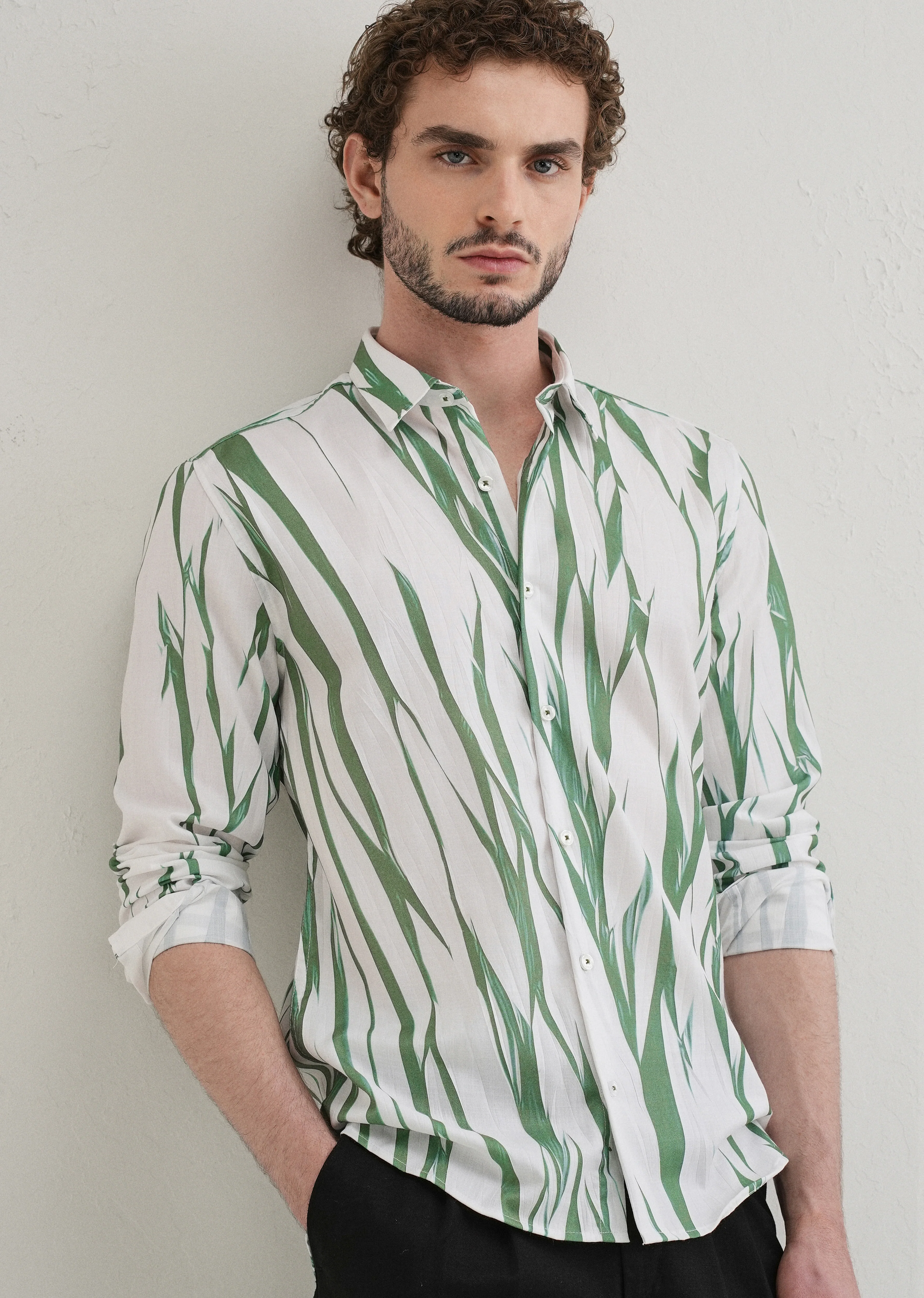 Abstract Light Green Shirt - Image 7