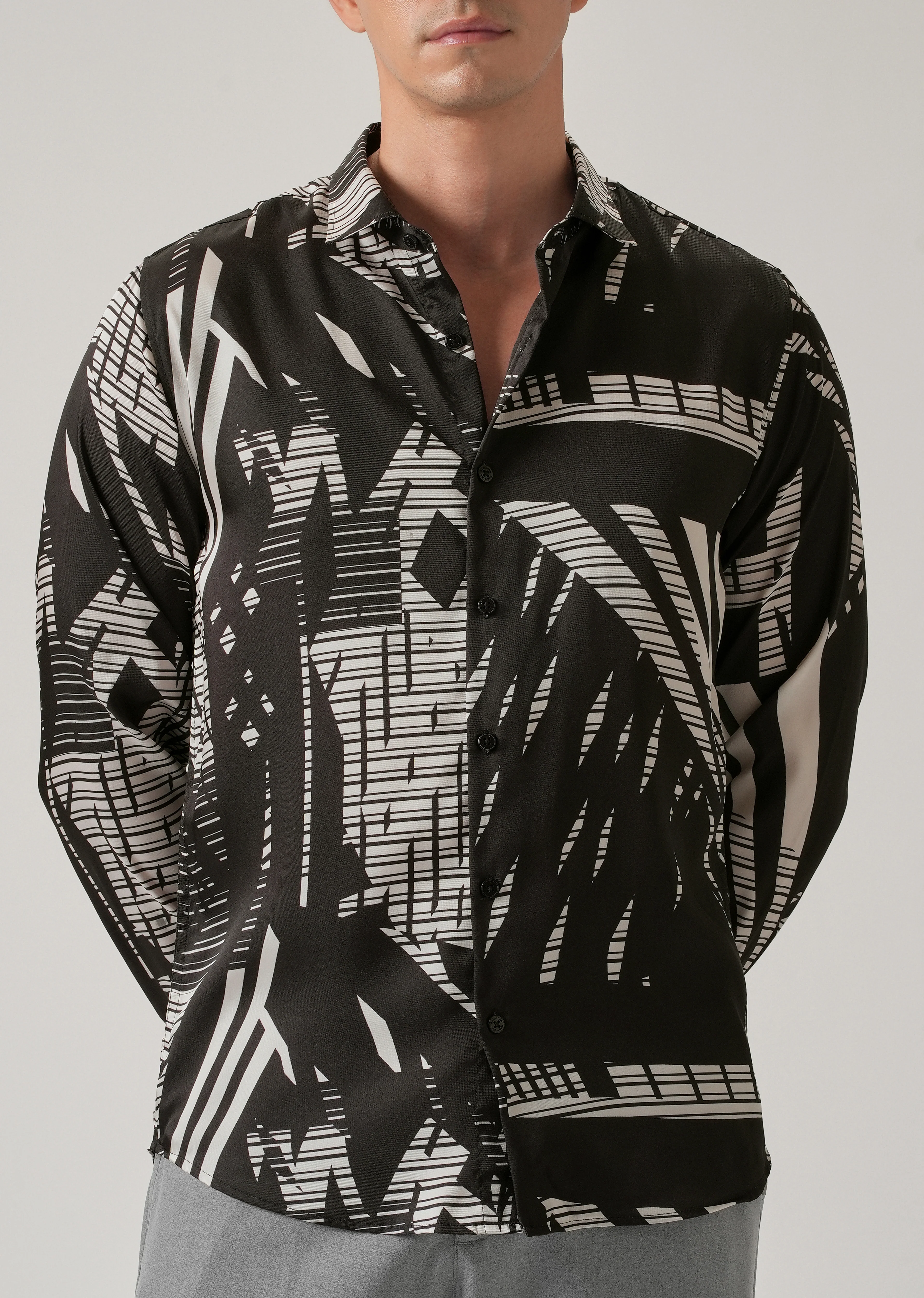 Abstract Line Print Shirt - Image 7