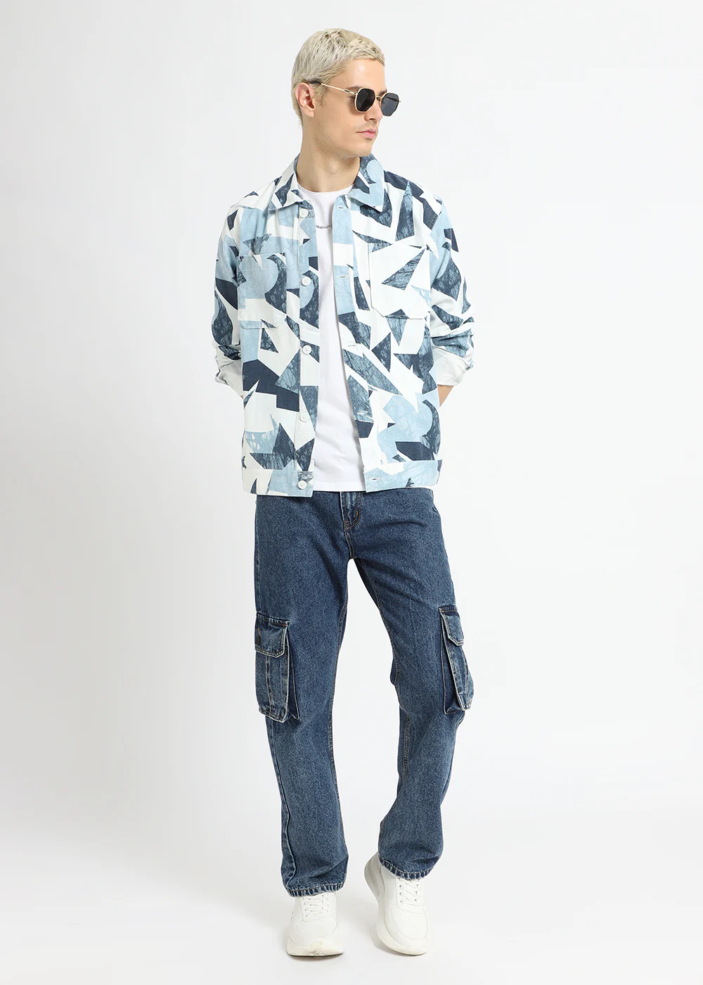 Abstract Pastel Blue Summer Jacket - Image 8
