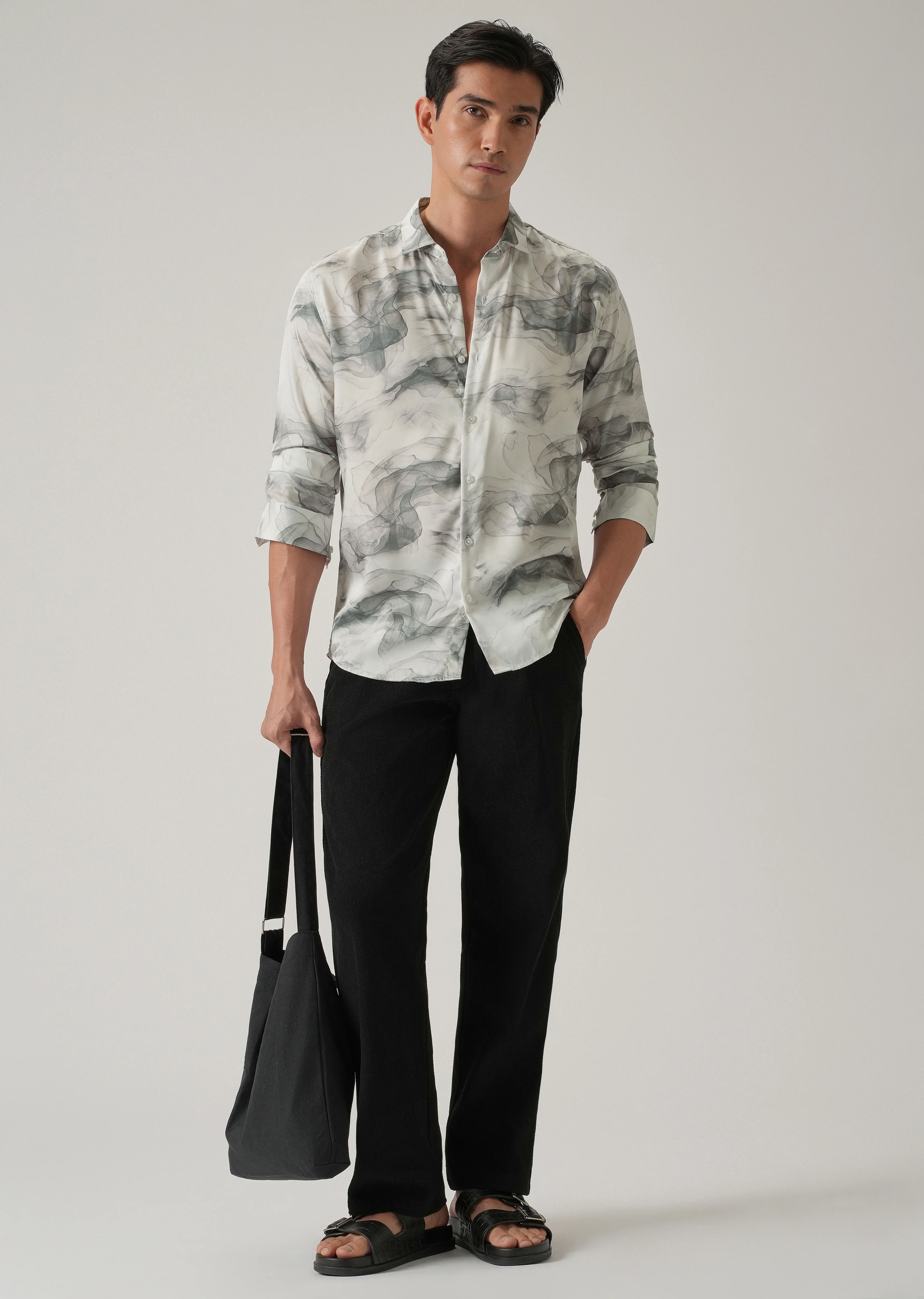 Abstract Smoke Print Shirt - Image 6