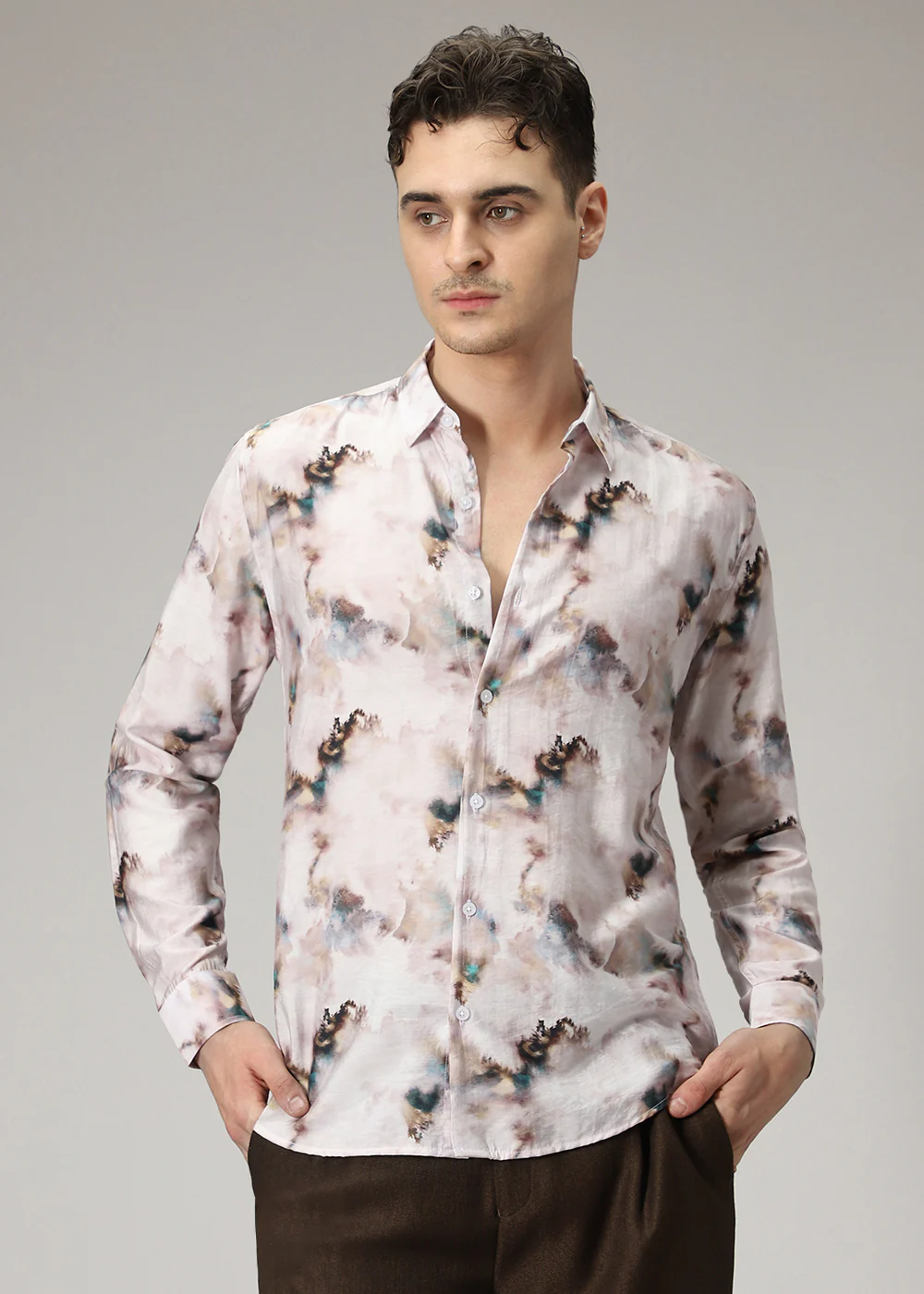 Abstract Wash Print Shirt - Image 3