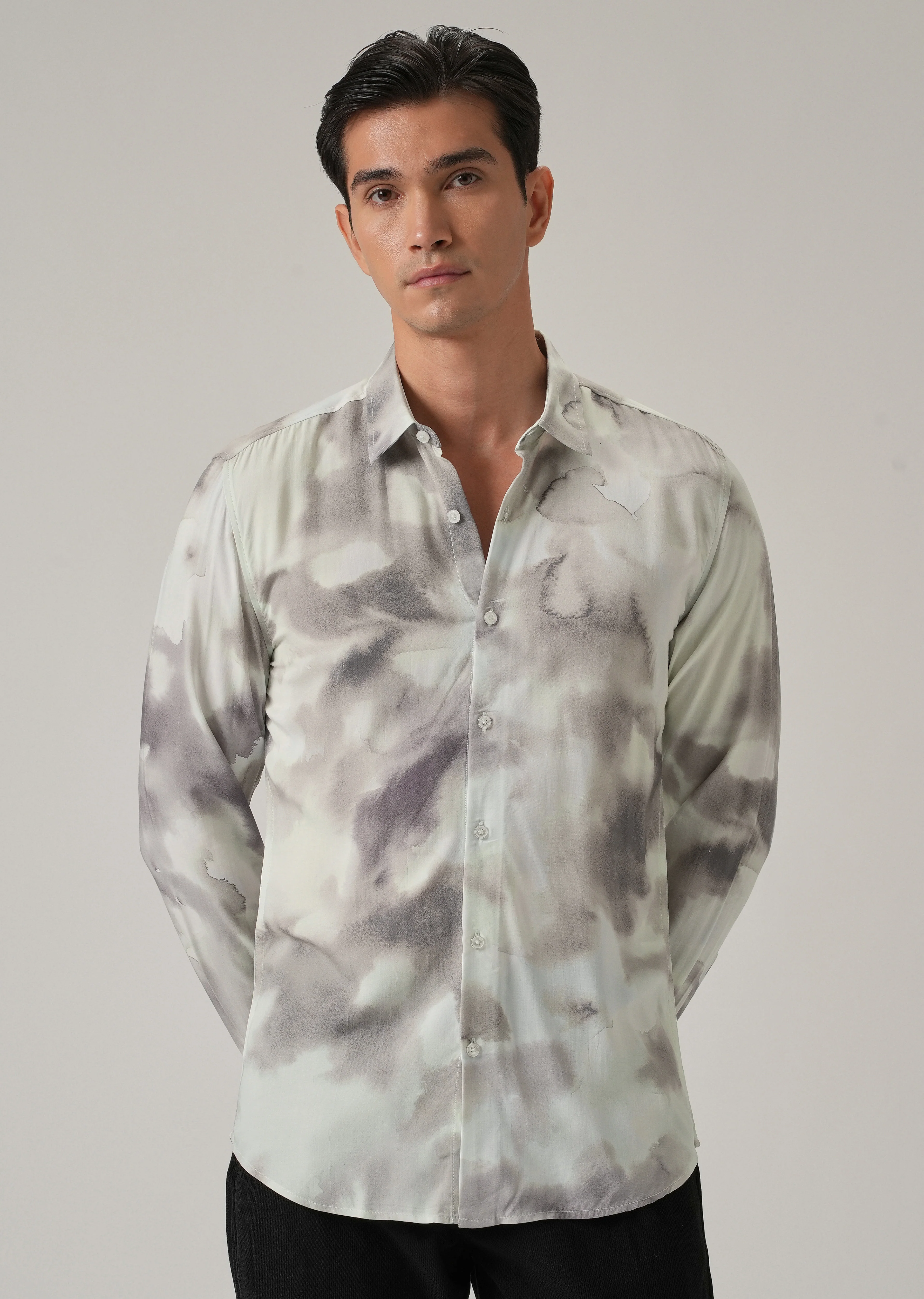 Abstract Water Wash Print Shirt - Image 3