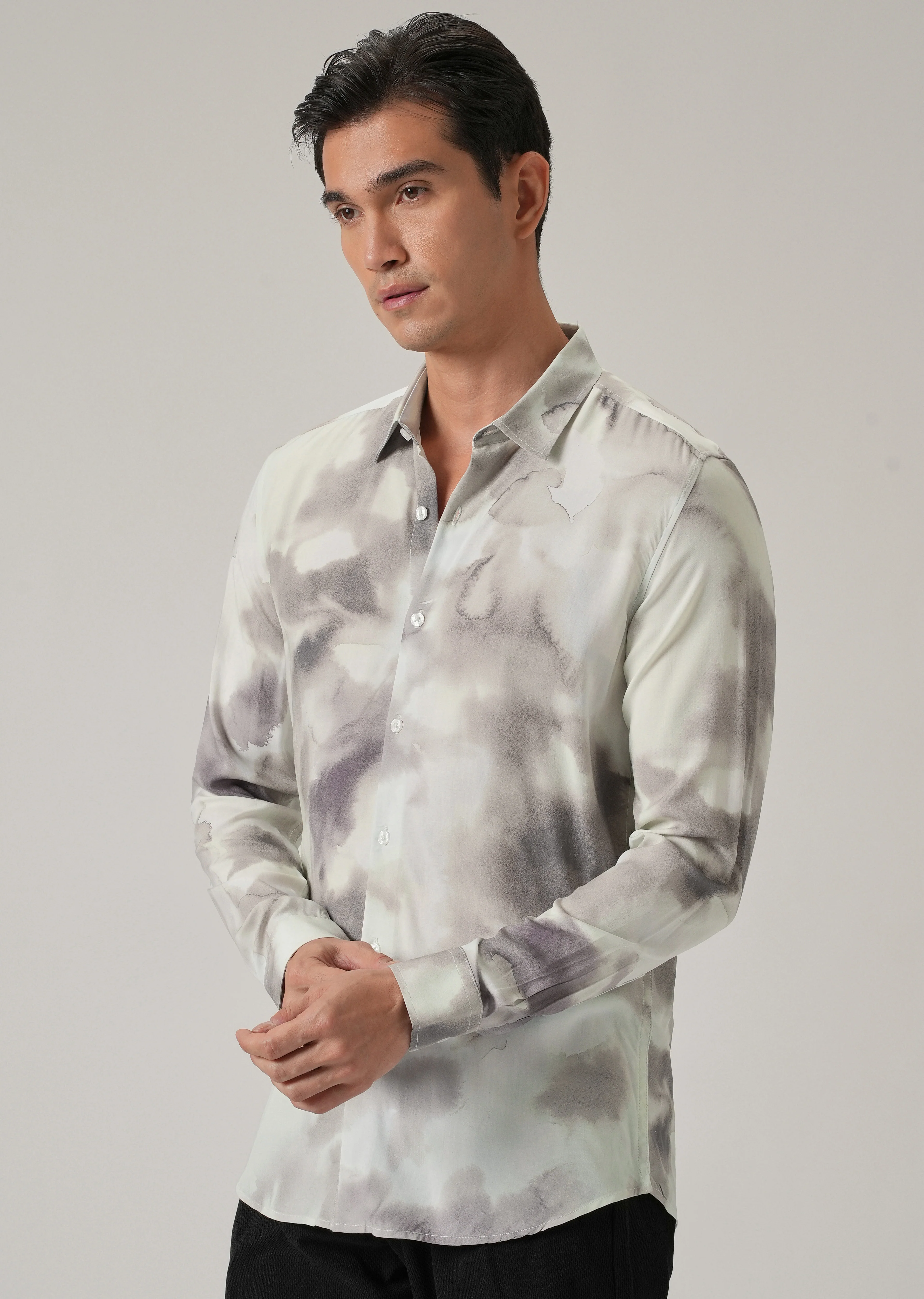 Abstract Water Wash Print Shirt - Image 4