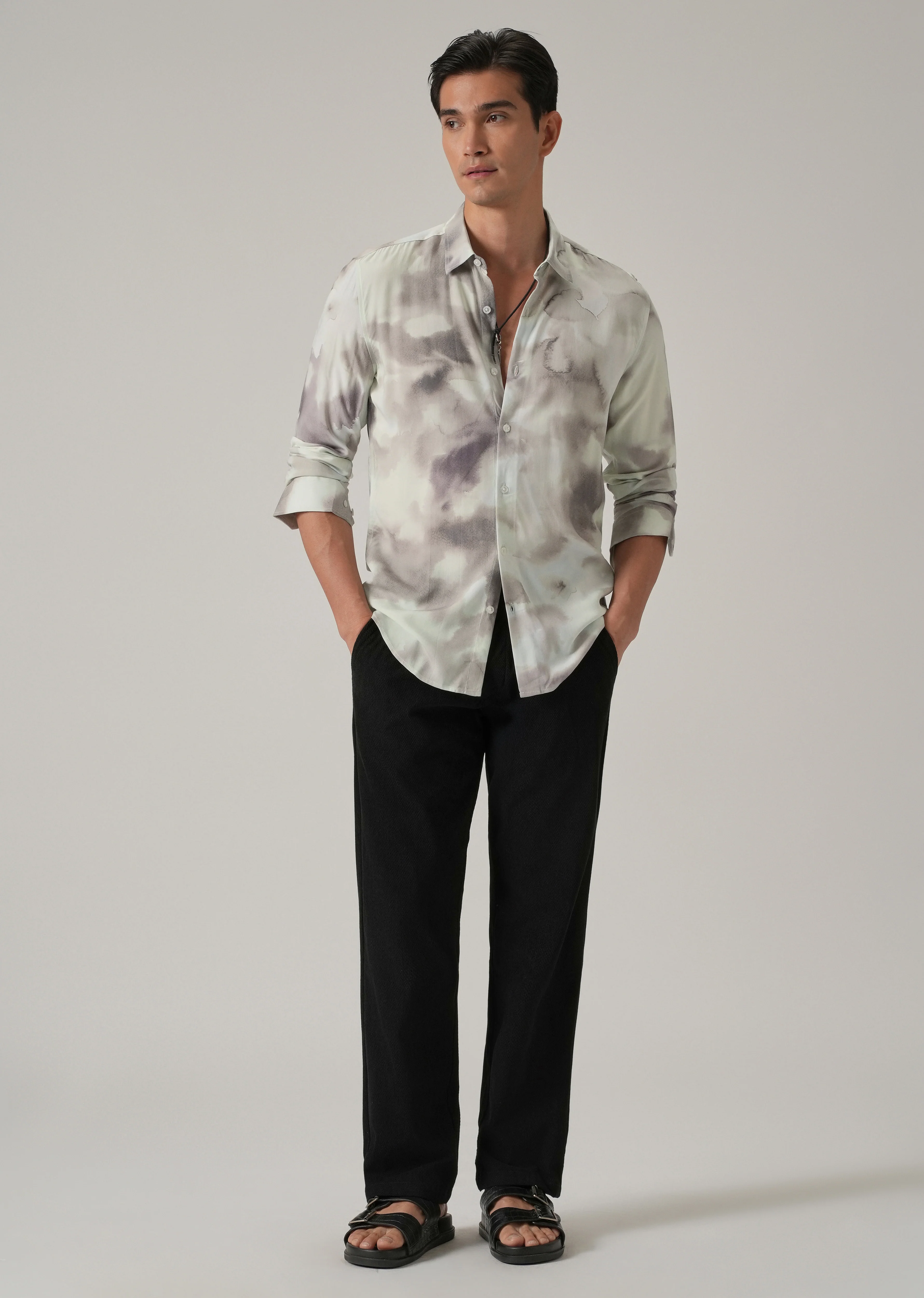 Abstract Water Wash Print Shirt - Image 6