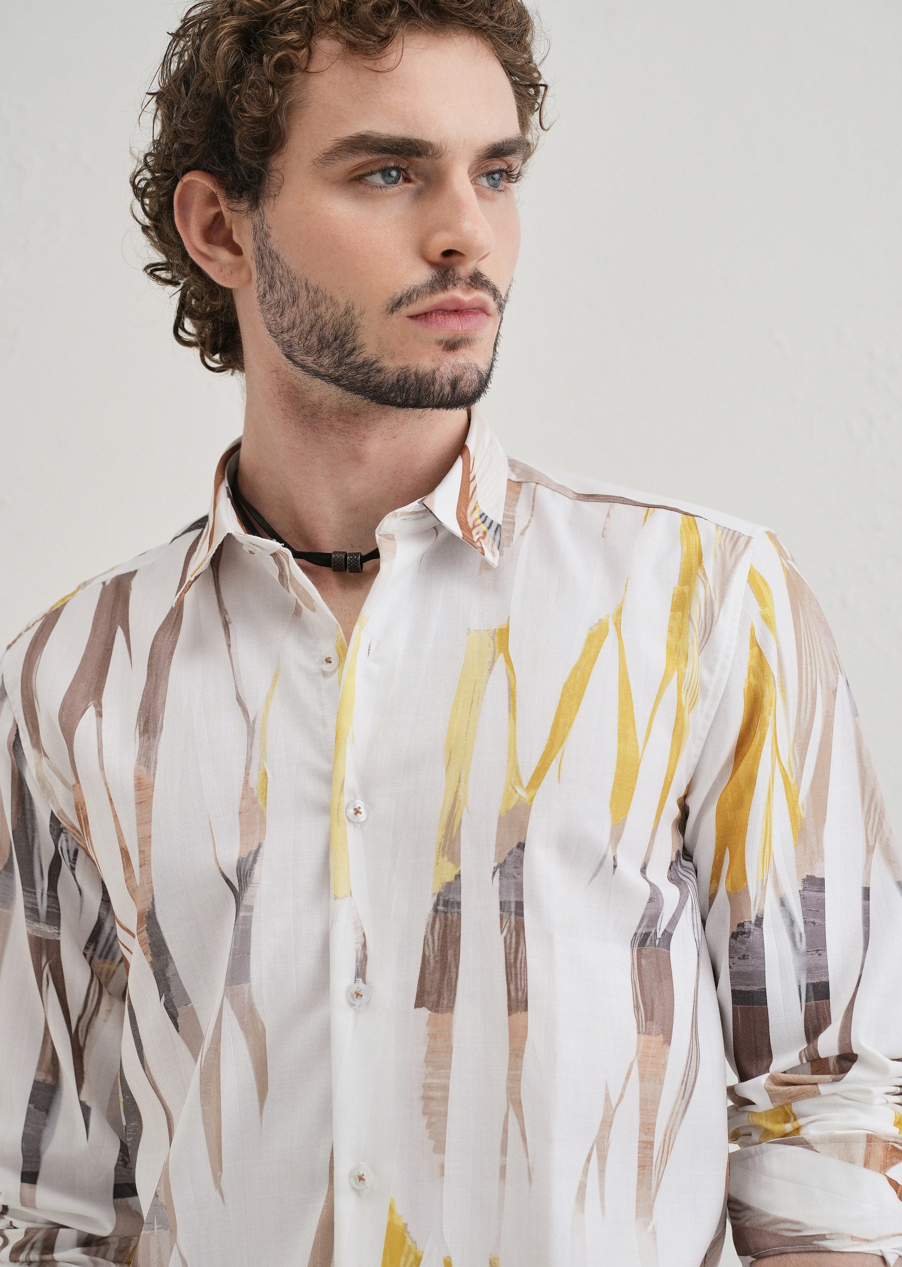 Abstract Yellow Multicoloured Shirt - Image 5