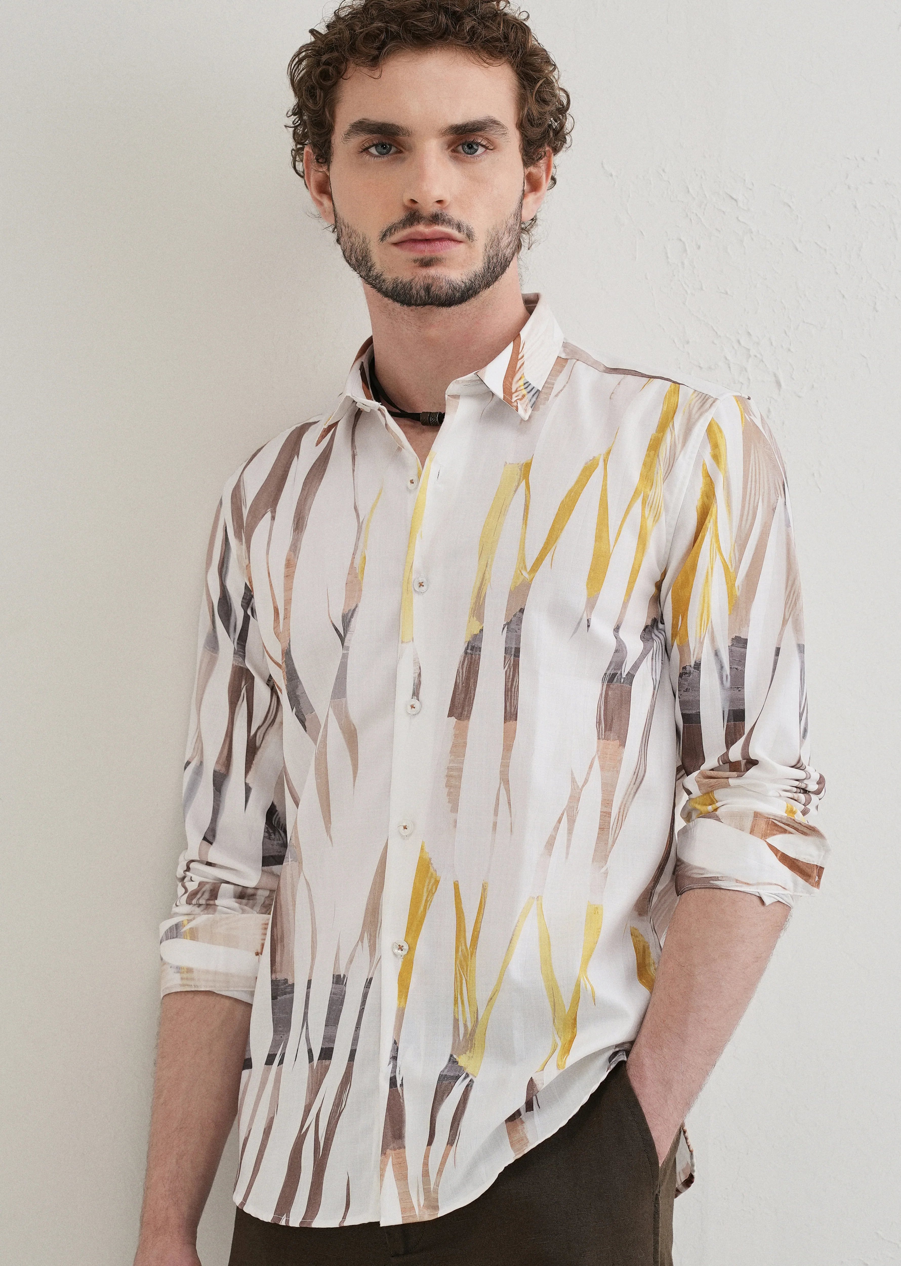 Abstract Yellow Multicoloured Shirt - Image 7