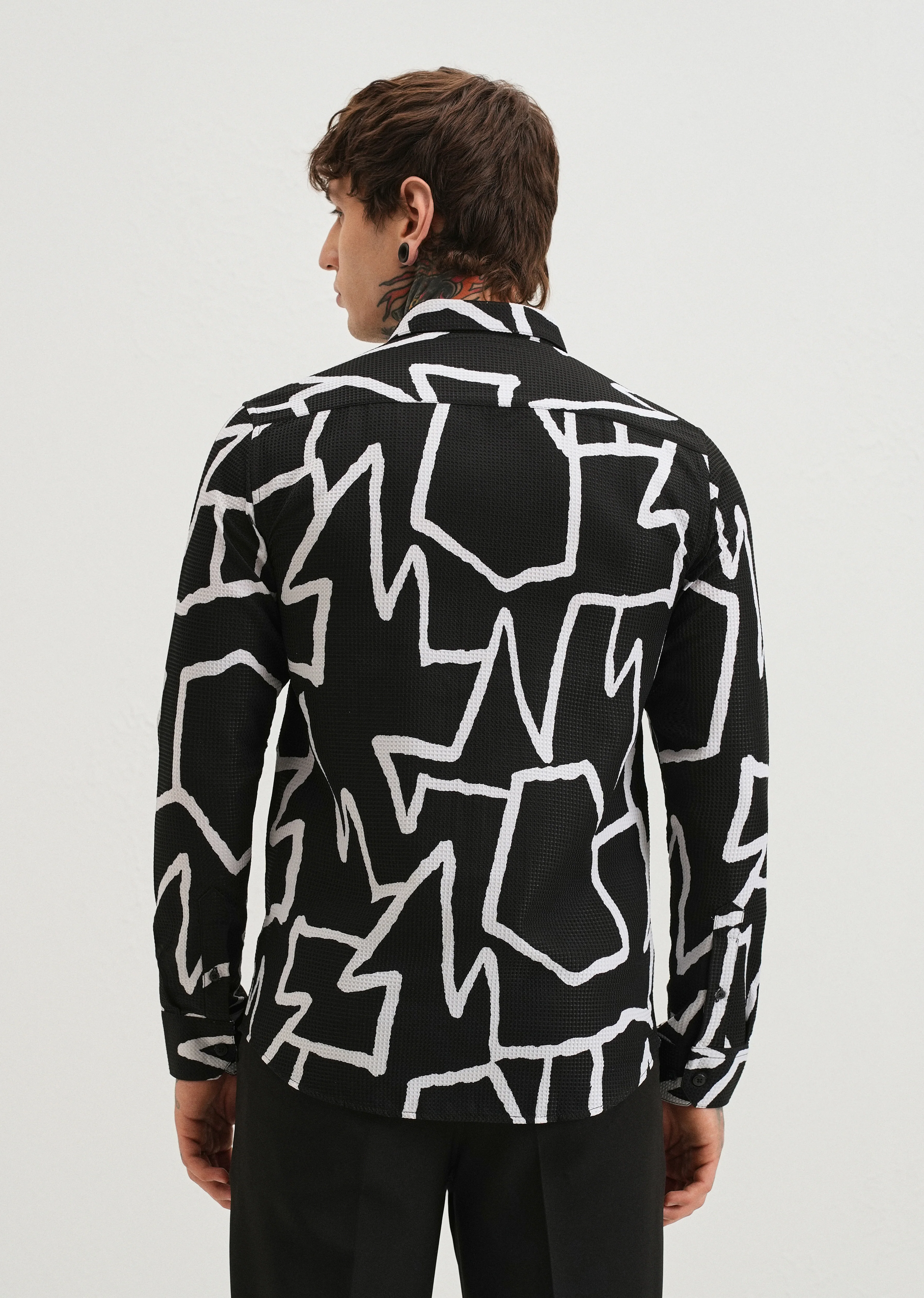 Angular Waffle Dobby Black Shirt - Image 2