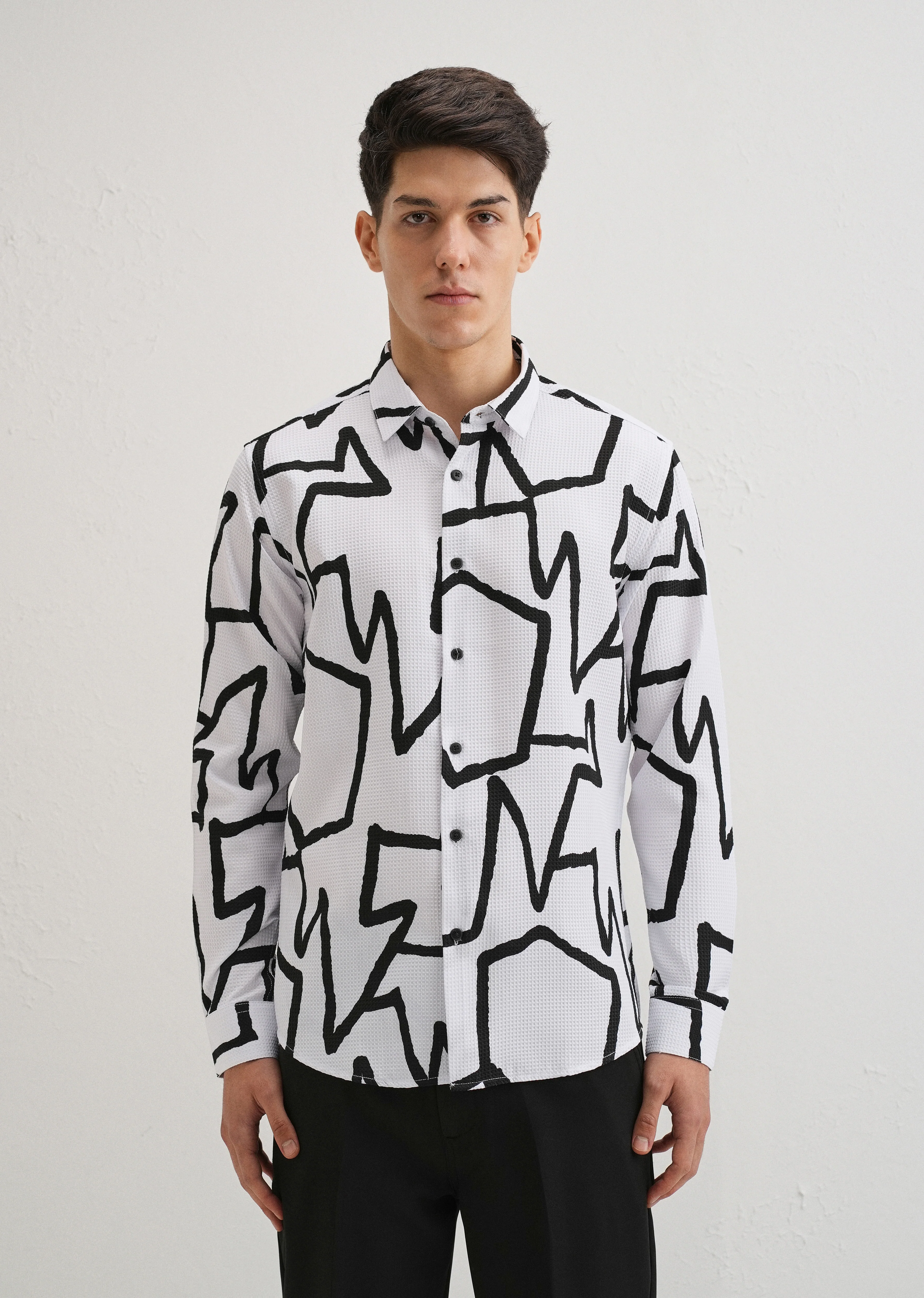 Angular Waffle Dobby White Shirt - Image 3