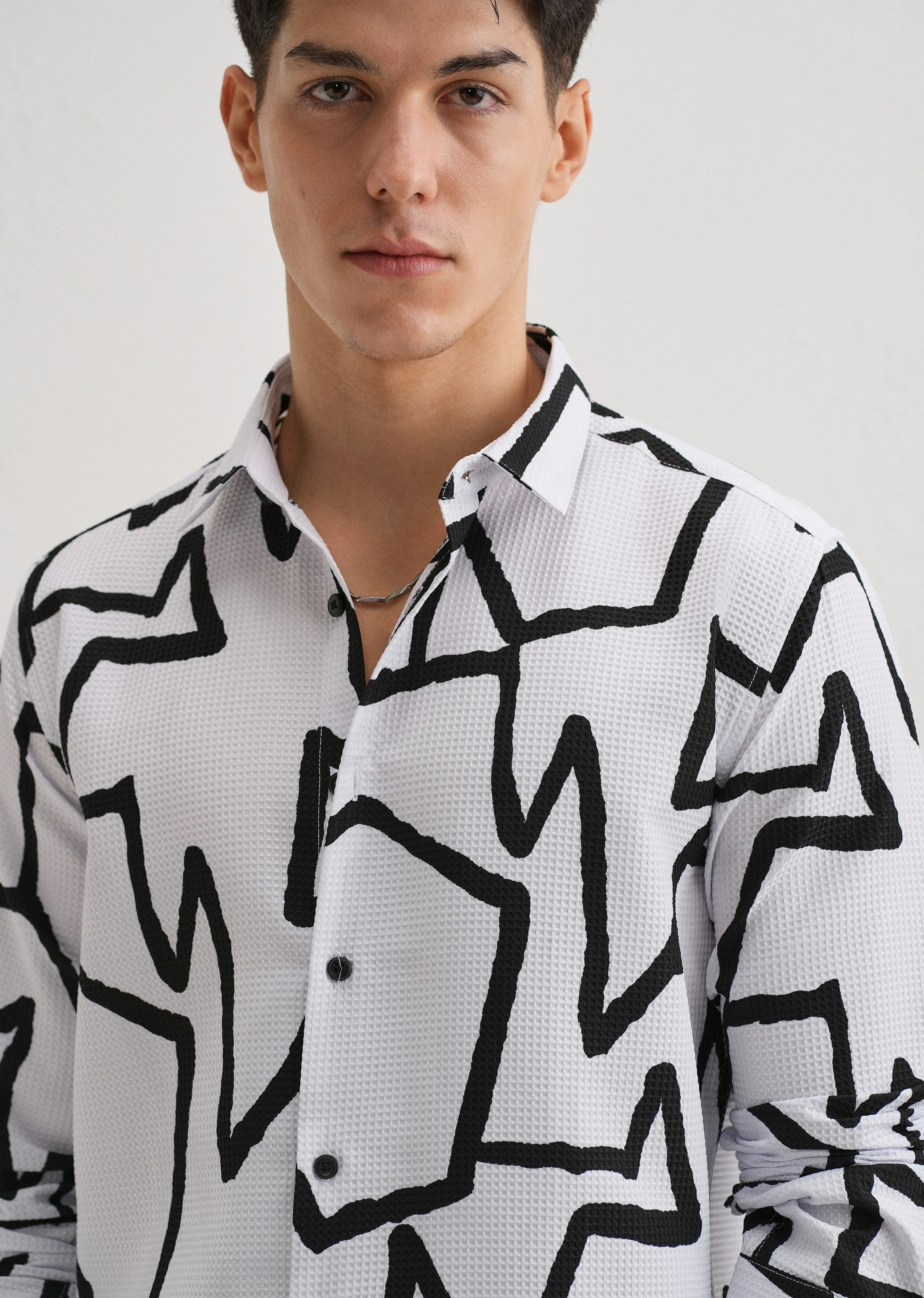 Angular Waffle Dobby White Shirt - Image 5