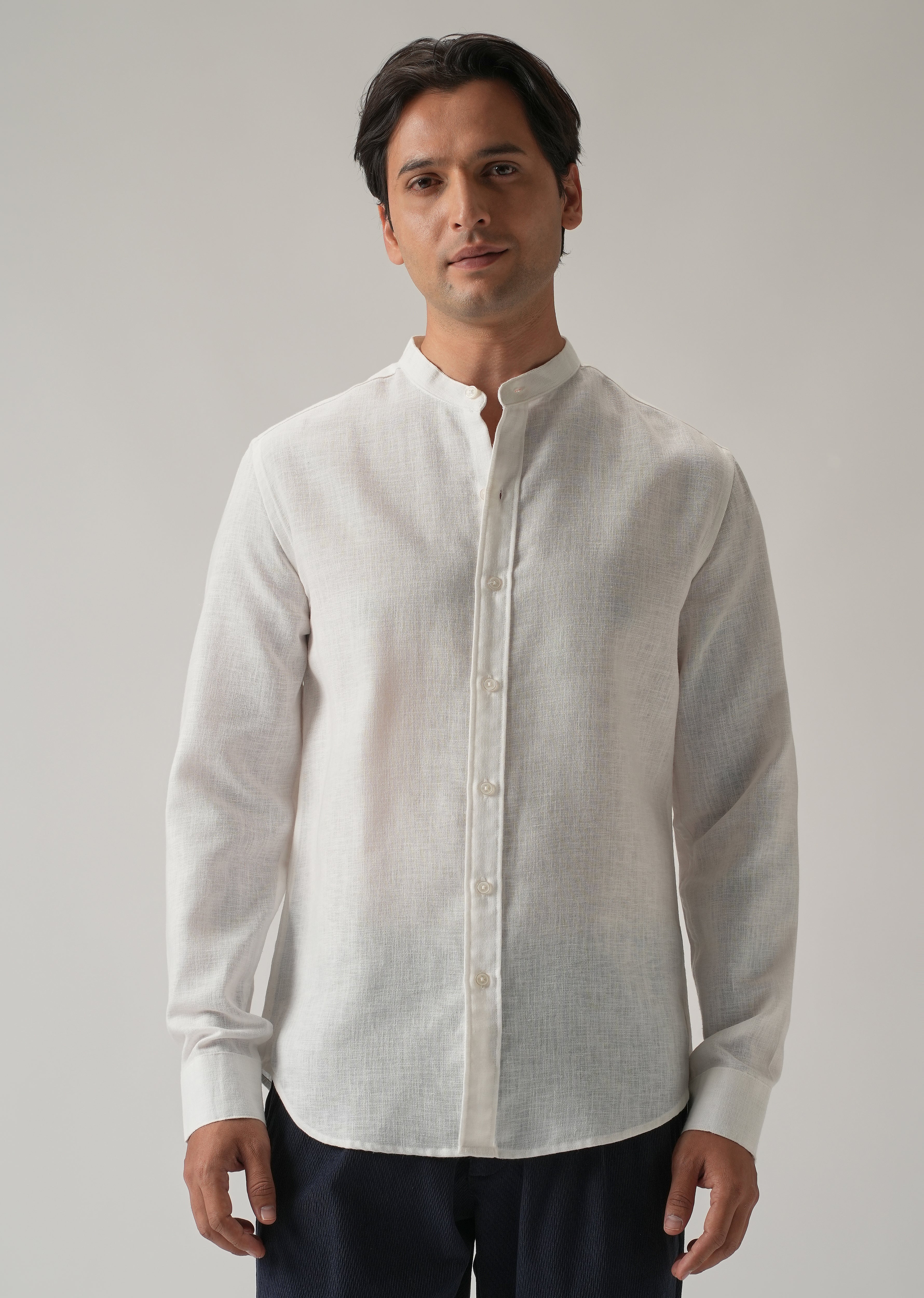 Arctic White Blended Linen Shirt - Image 3