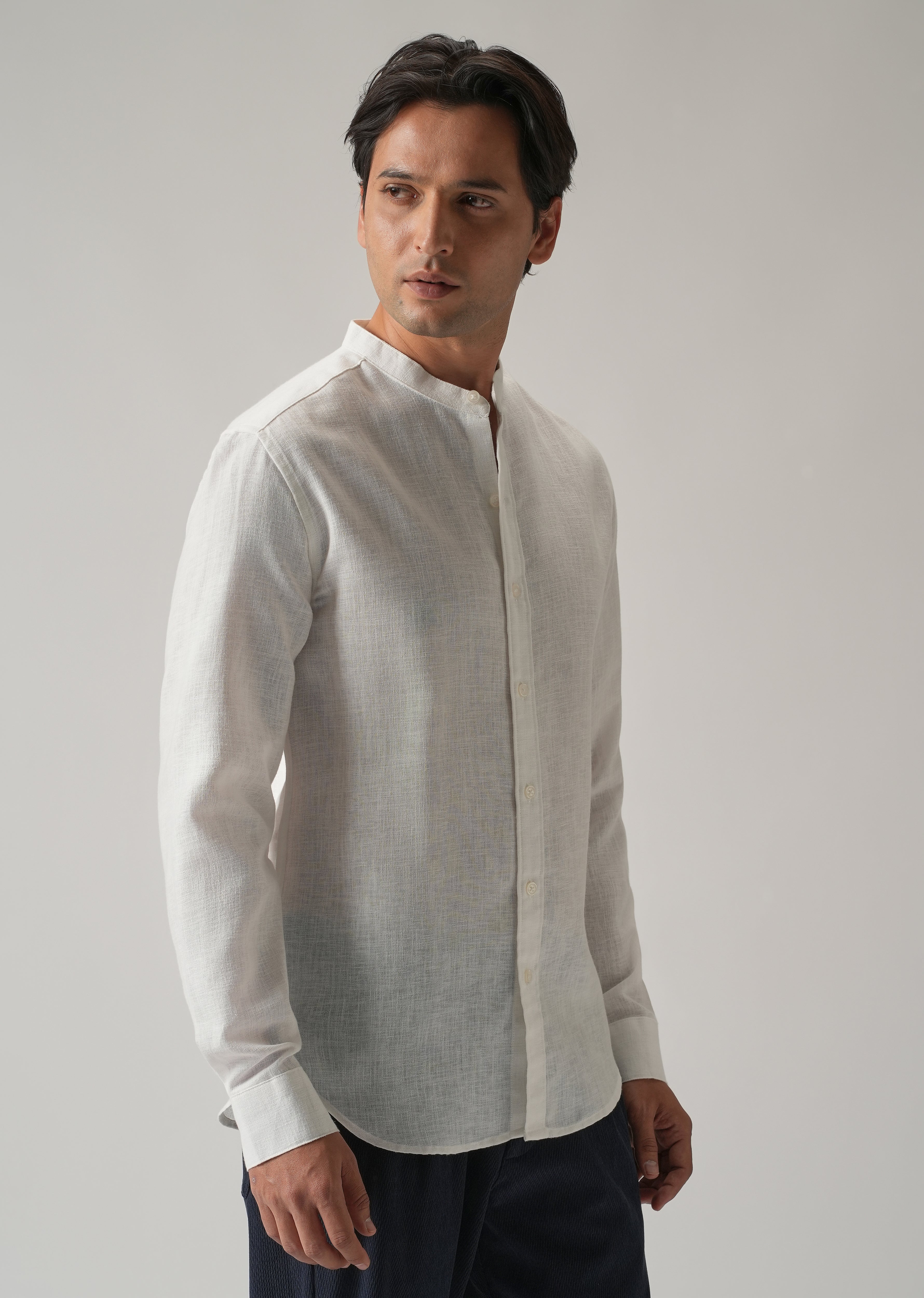 Arctic White Blended Linen Shirt - Image 4