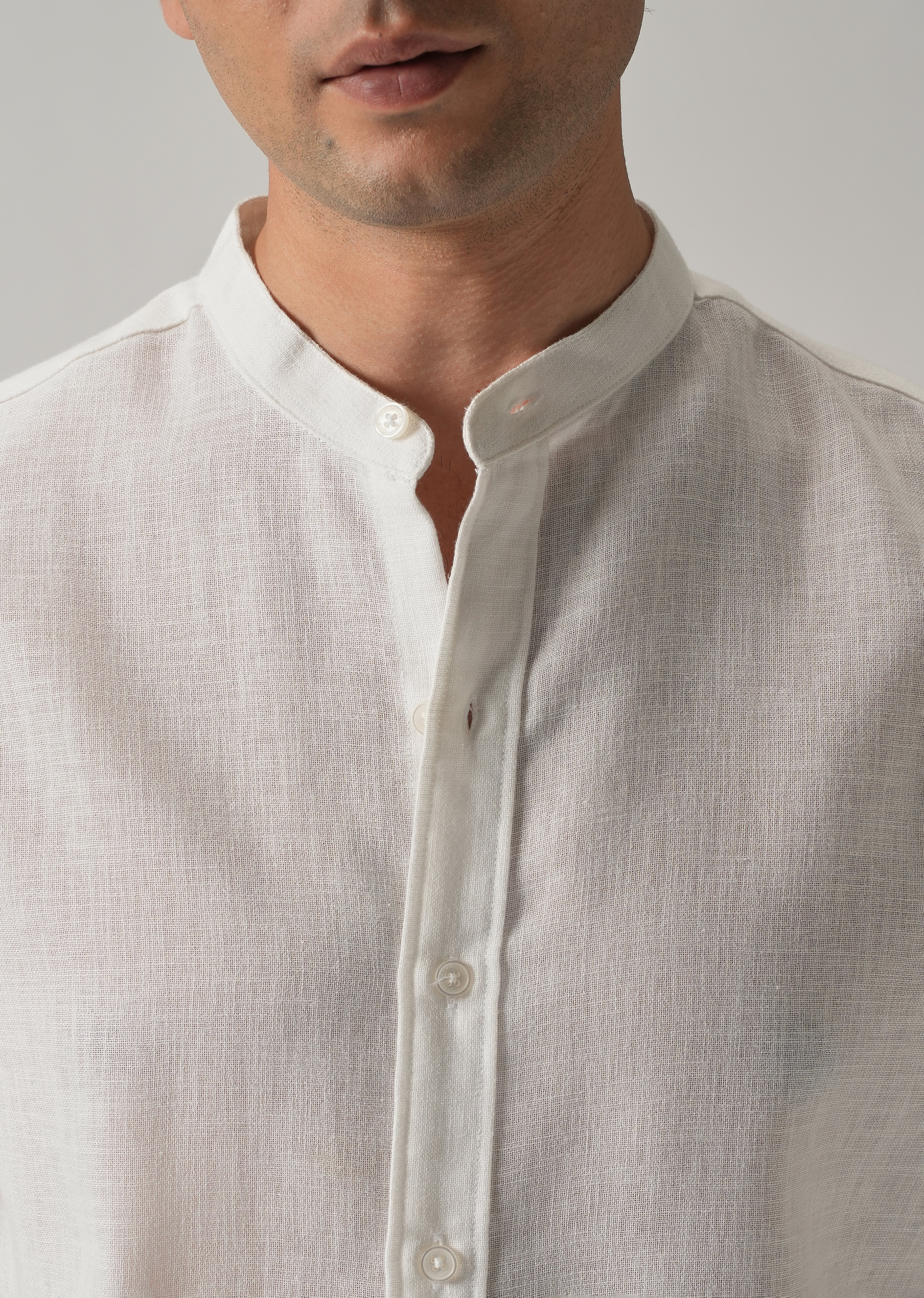 Arctic White Blended Linen Shirt - Image 5