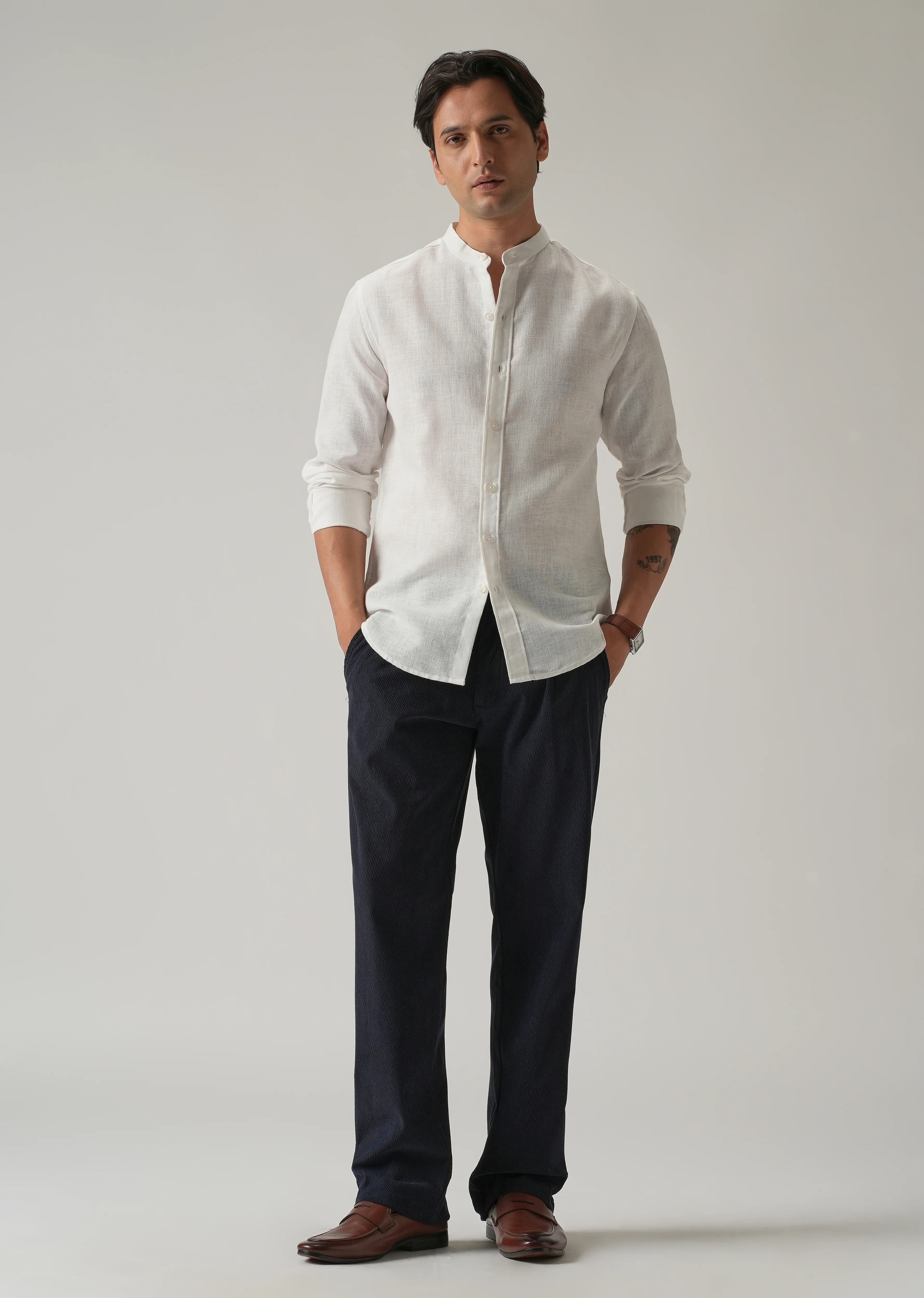 Arctic White Blended Linen Shirt - Image 6