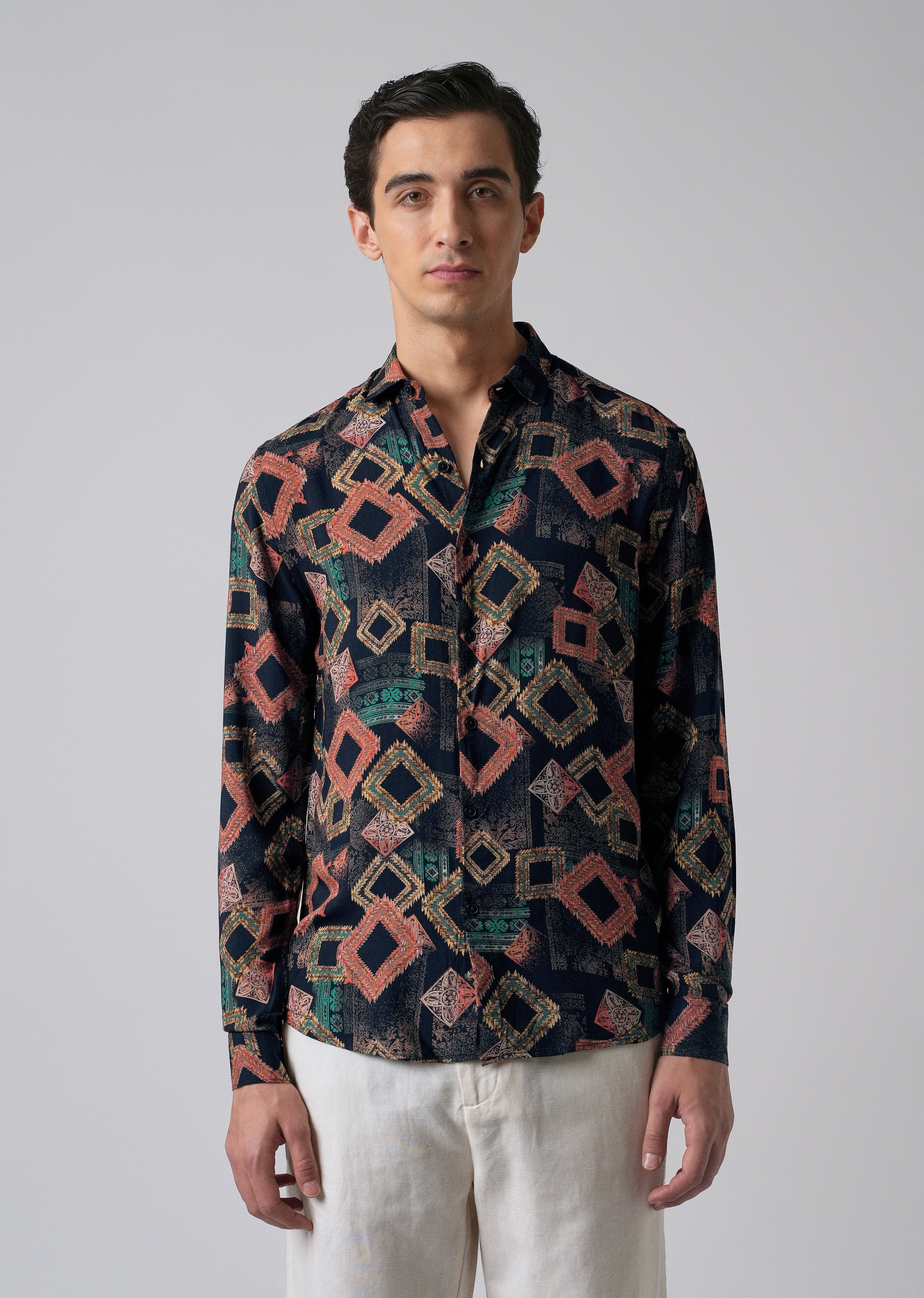 Argyle Diamond Blue Feather Shirt - Image 3