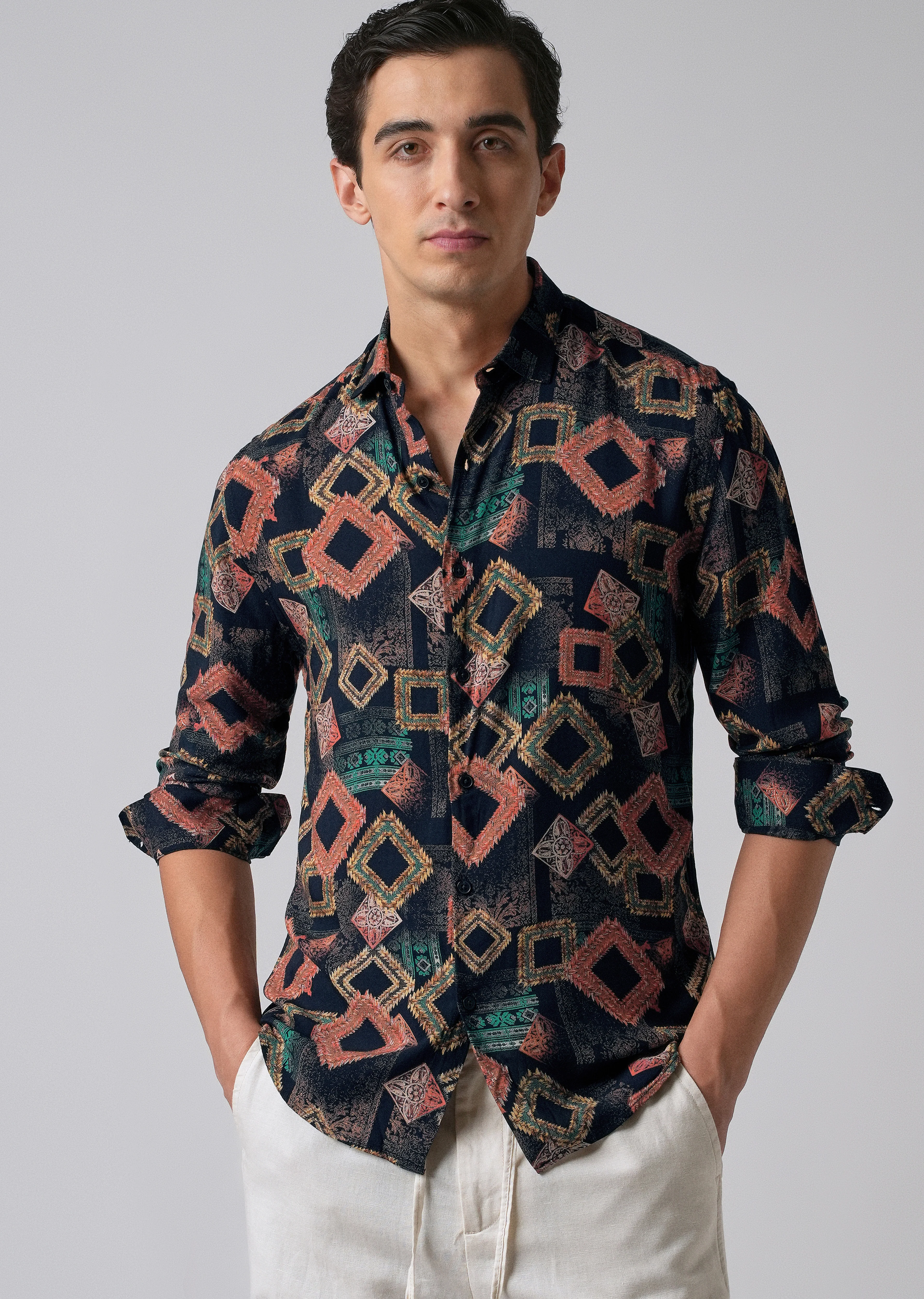 Argyle Diamond Blue Feather Shirt - Image 7