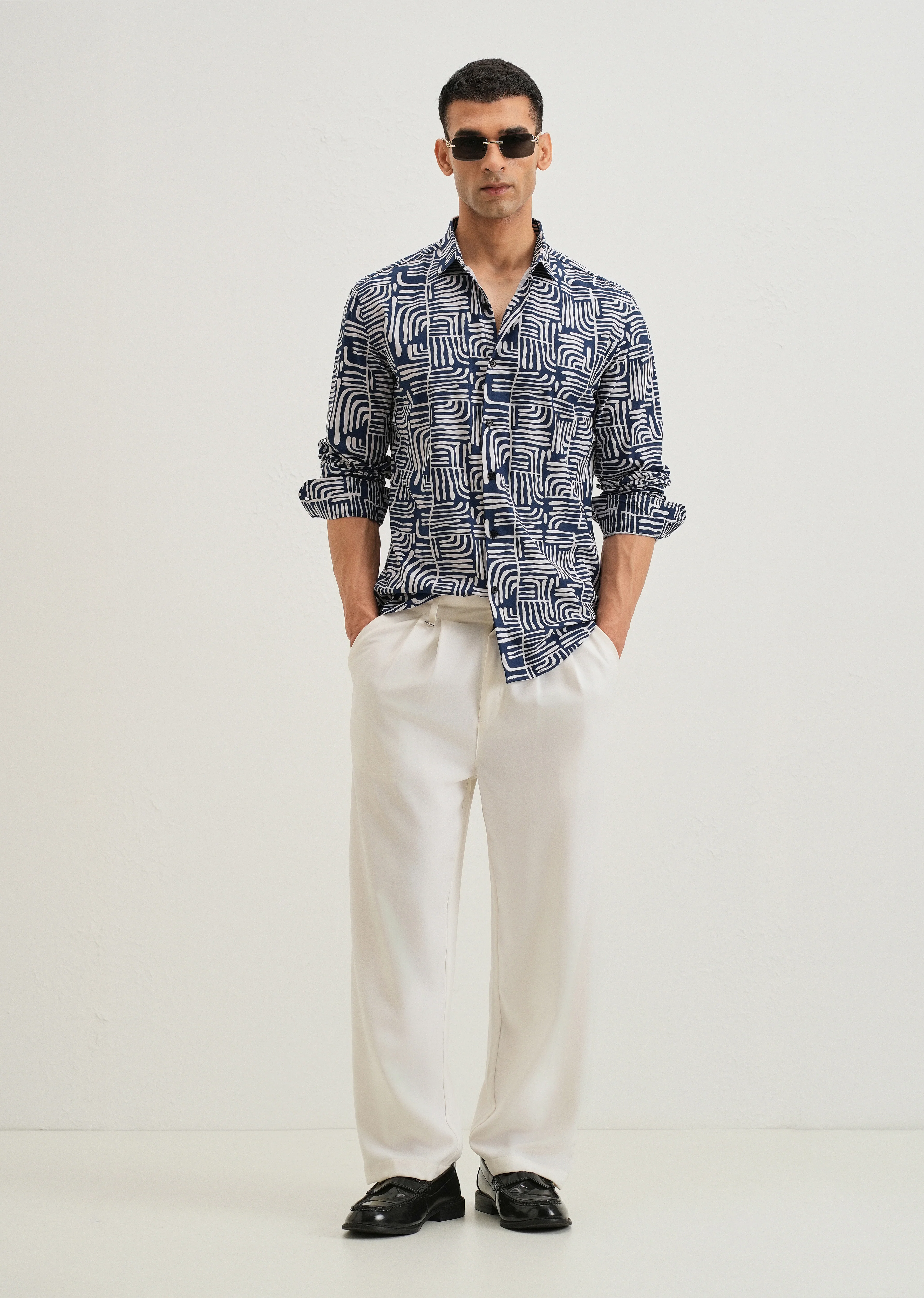 Art Deco Blue Printed Shirt - Image 6